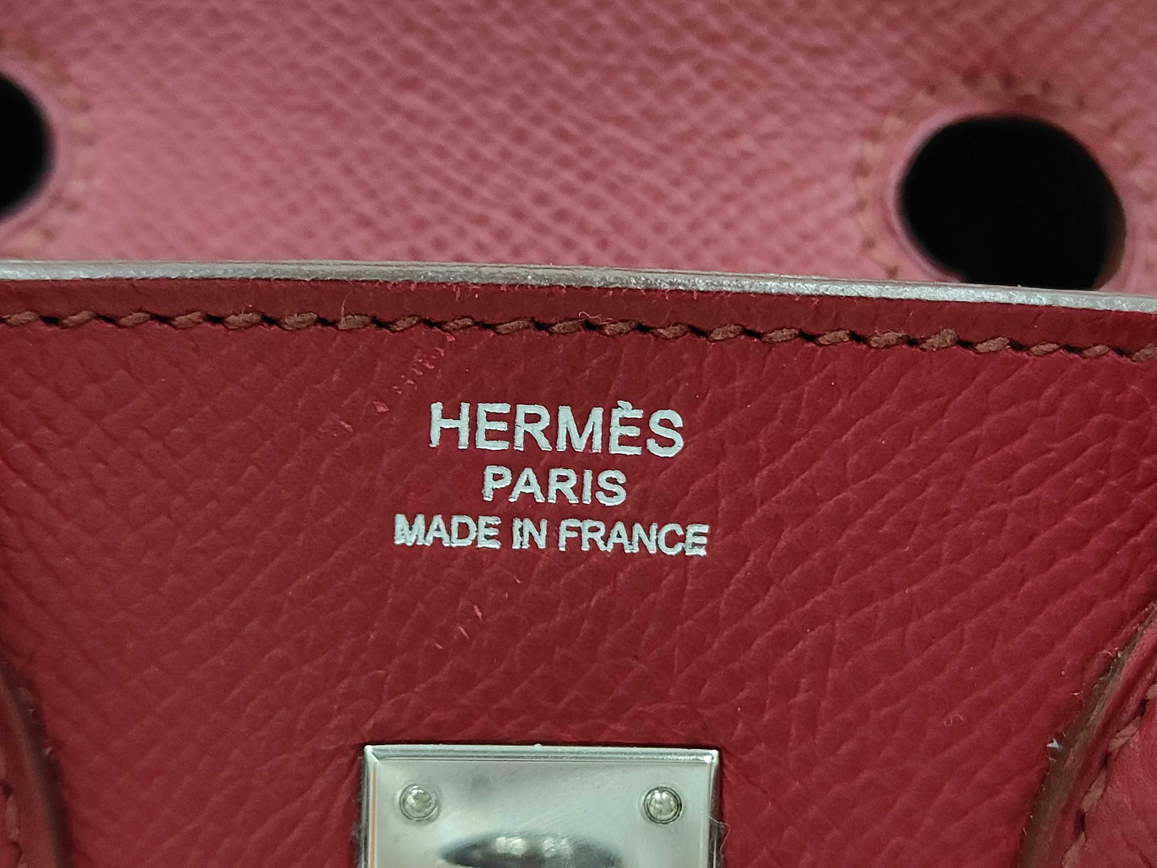 Birkin 25 Epsom Leather Rouge Vif Silver Hardware N Stamp Handbag — view 10