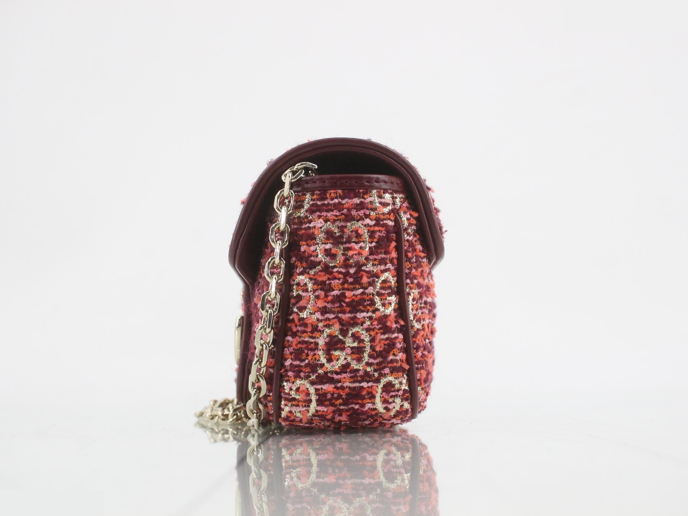 GG Marmont Chain Shoulder Bag, Tweed, 841290 — view 3