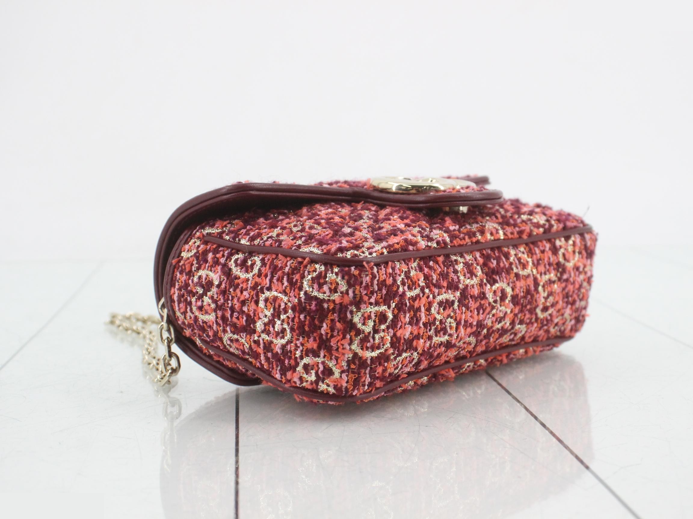 GG Marmont Chain Shoulder Bag, Tweed, 841290 — view 5