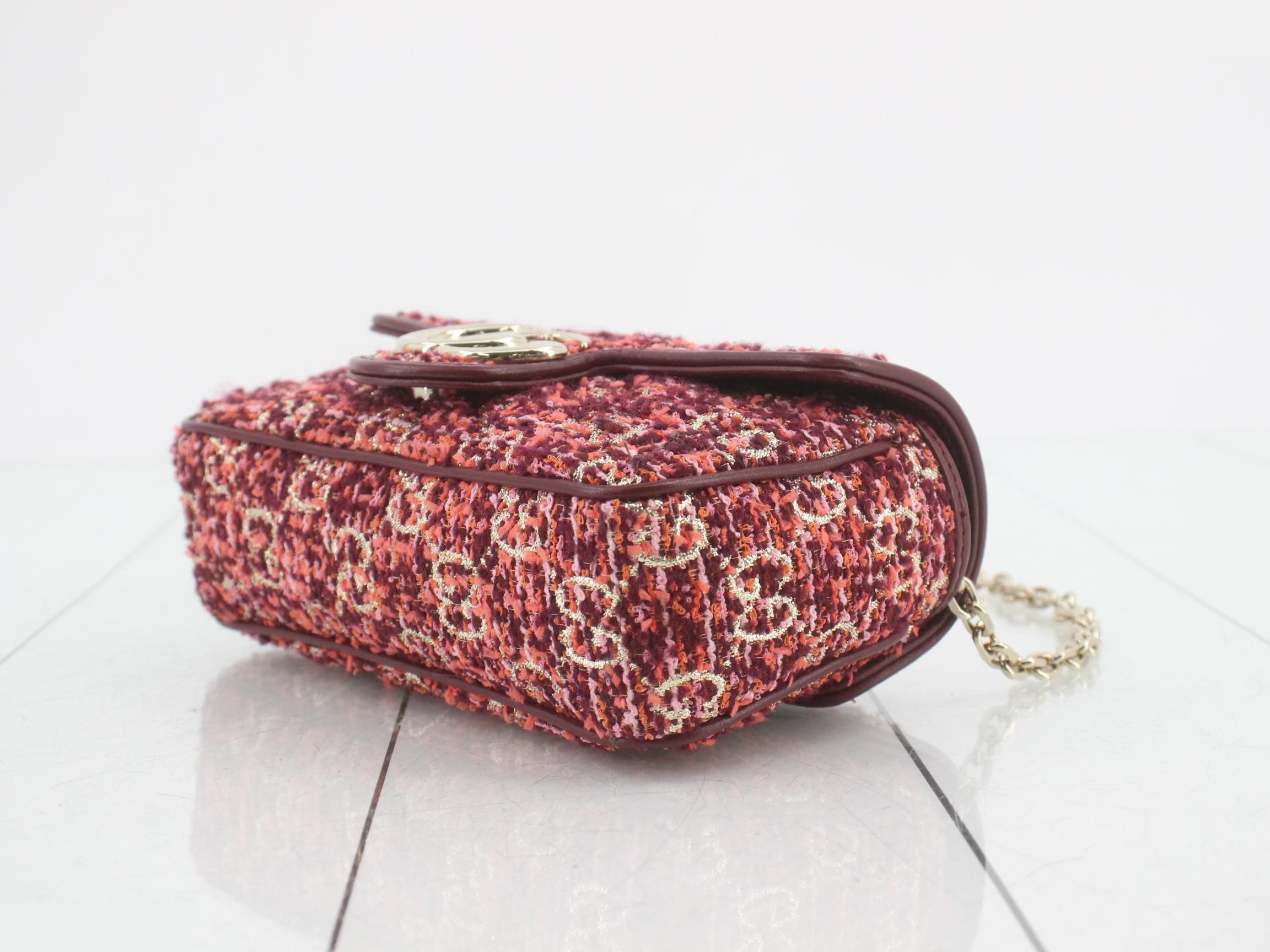 GG Marmont Chain Shoulder Bag, Tweed, 841290 — view 6