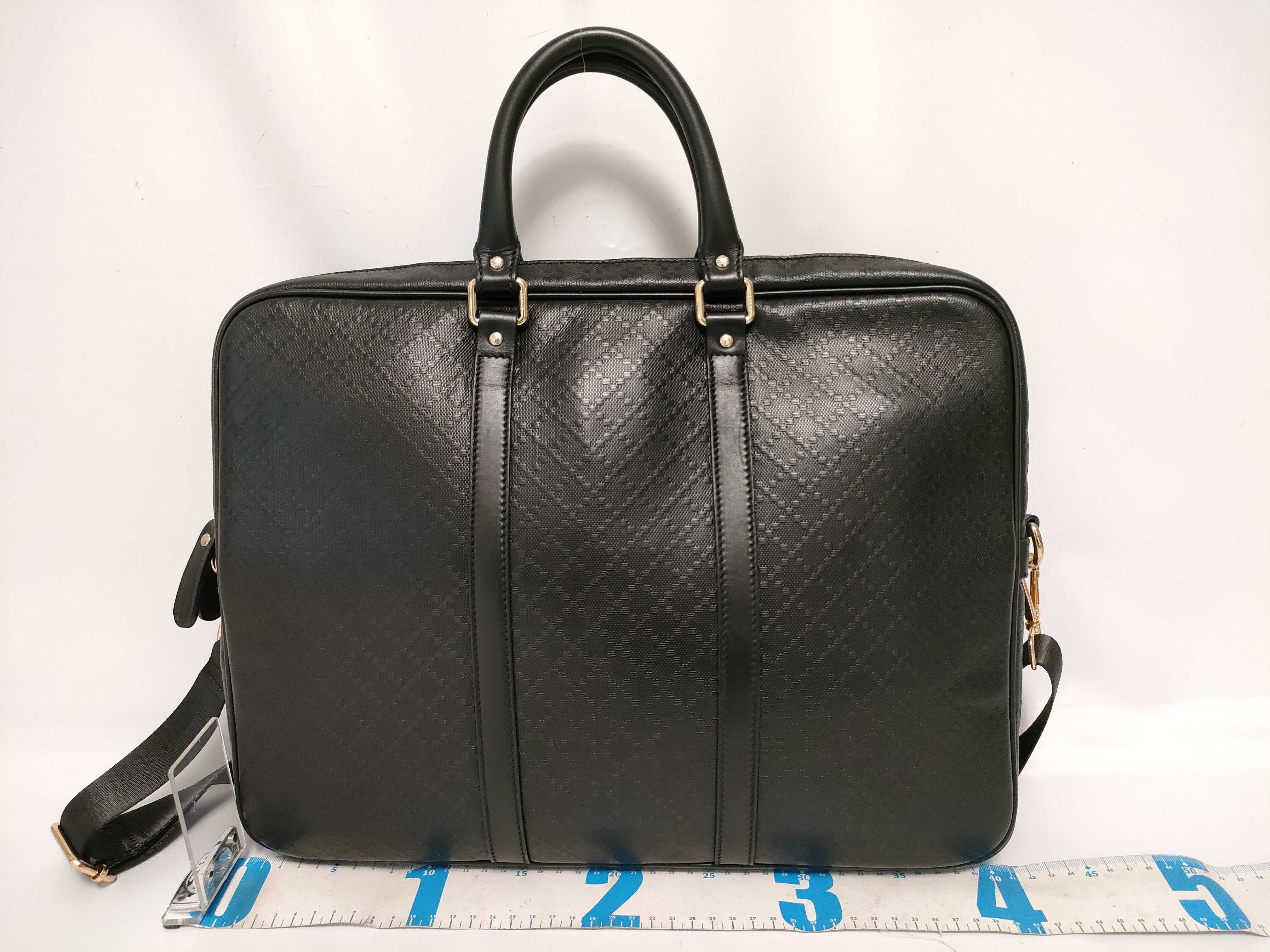 Diamante Leather Business Bag Shoulder Bag Black Serial Number — view 2