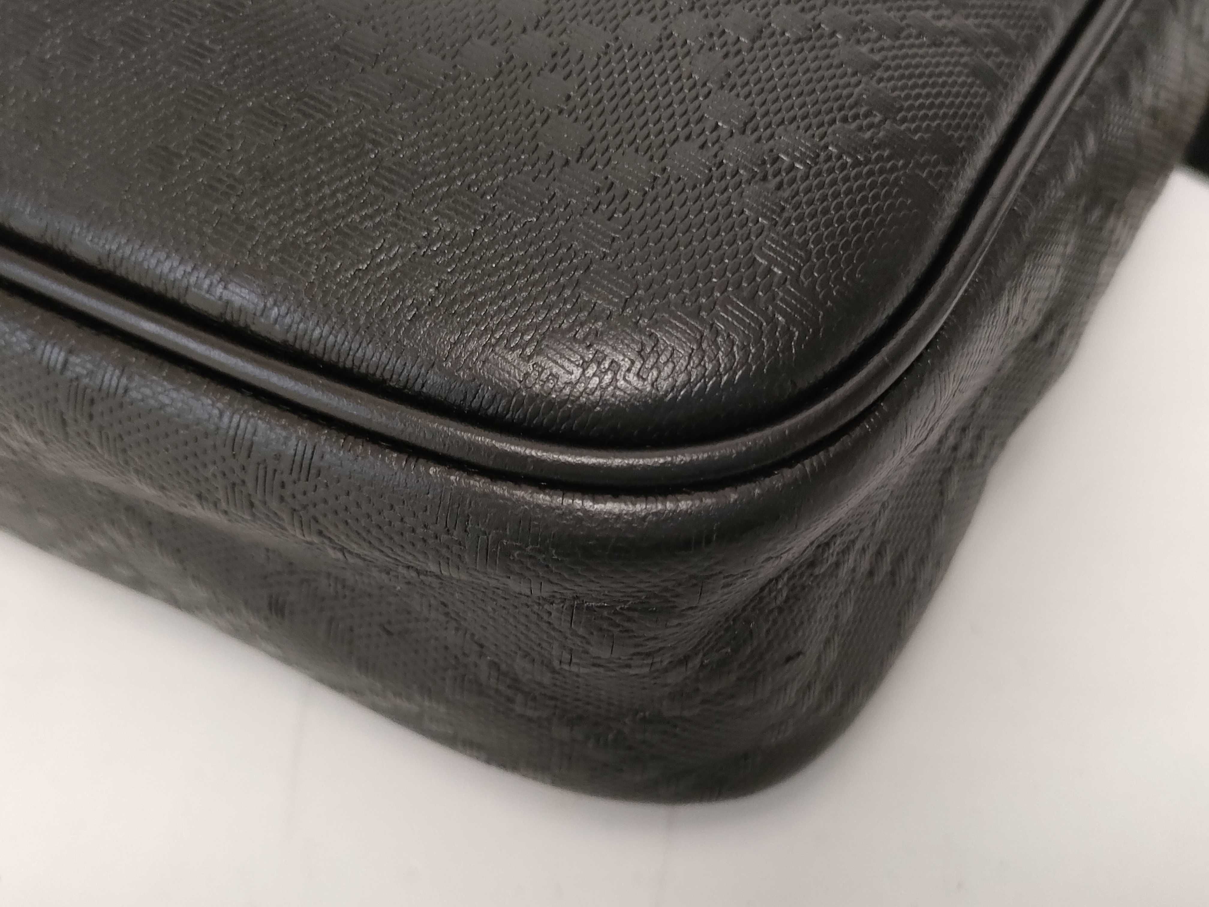 Diamante Leather Business Bag Shoulder Bag Black Serial Number — view 4