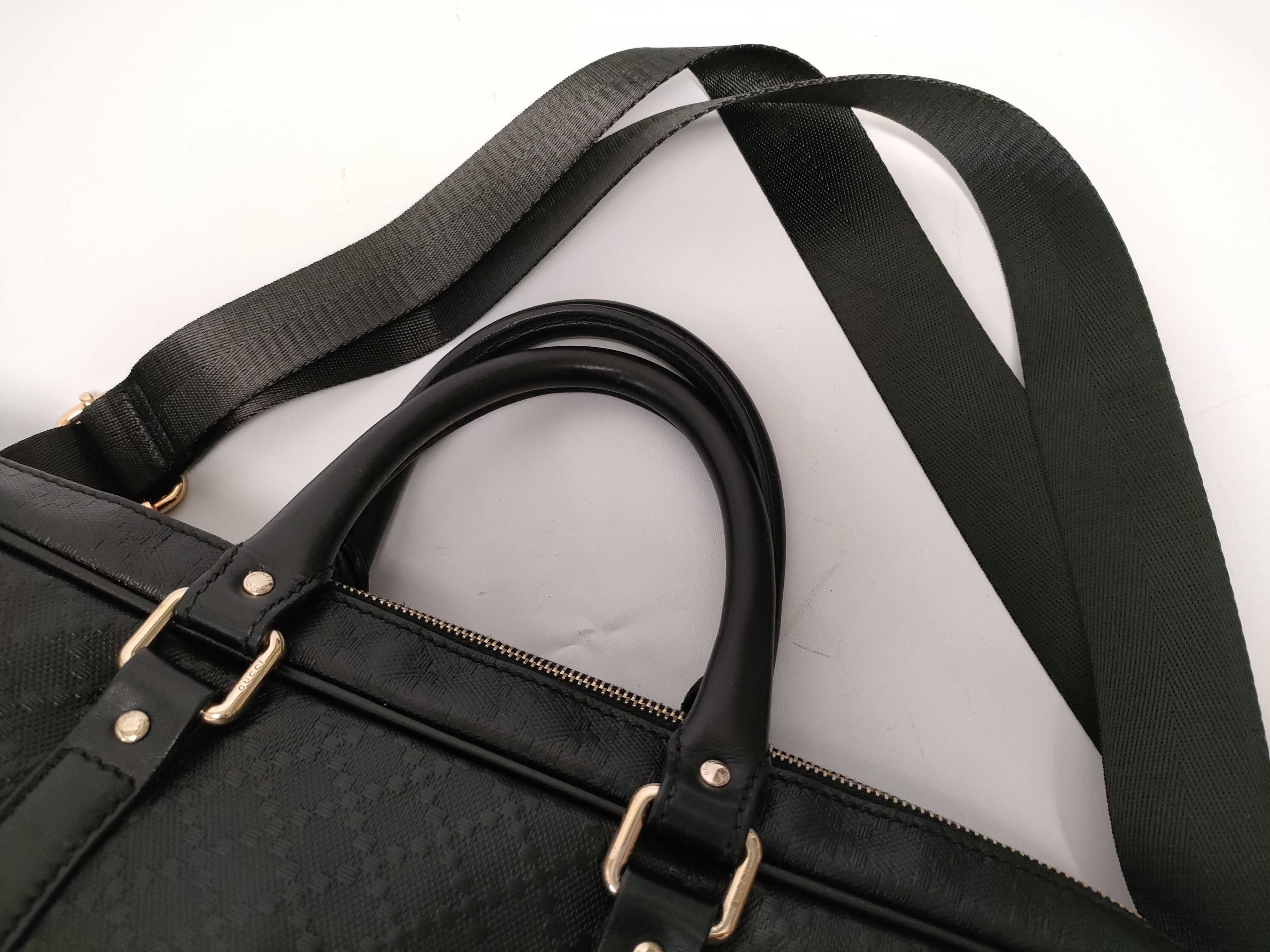 Diamante Leather Business Bag Shoulder Bag Black Serial Number — view 5