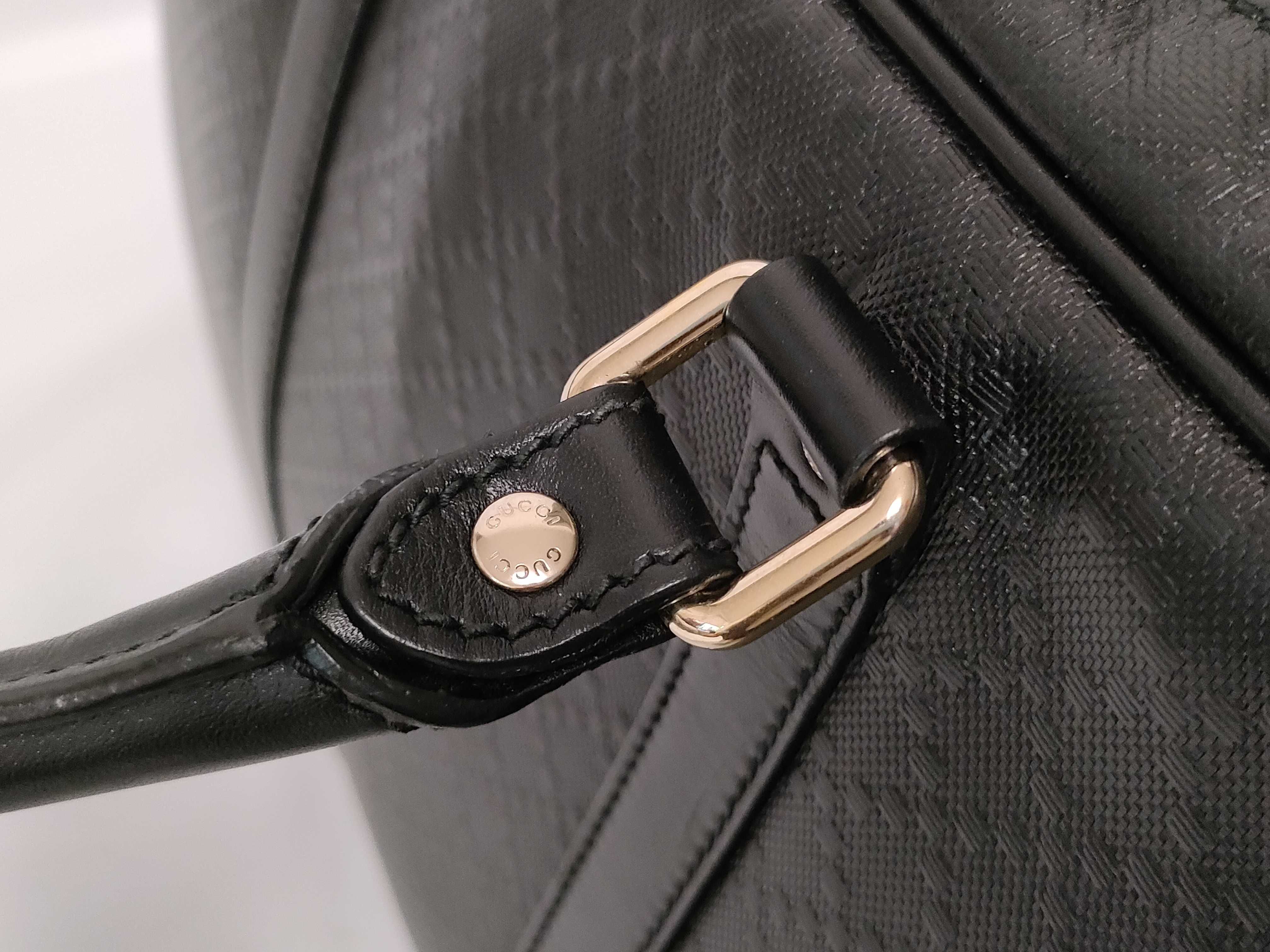 Diamante Leather Business Bag Shoulder Bag Black Serial Number — view 7