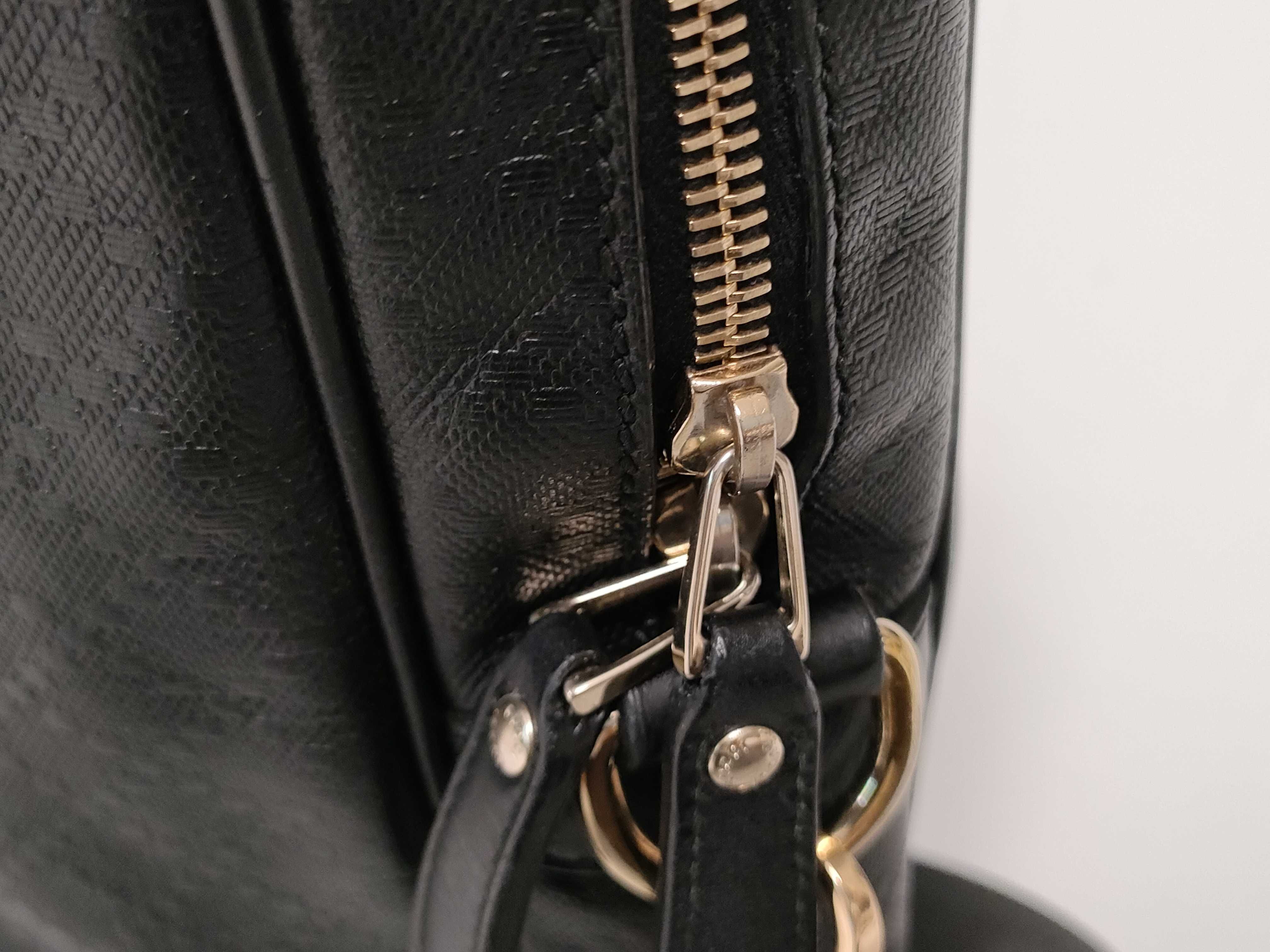 Diamante Leather Business Bag Shoulder Bag Black Serial Number — view 8