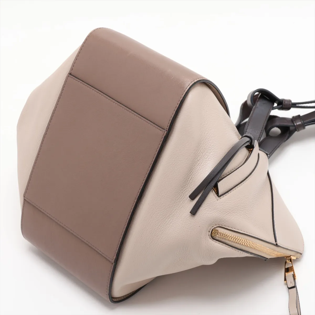 Hammock Small Leather 2-Way Handbag, Beige — view 3