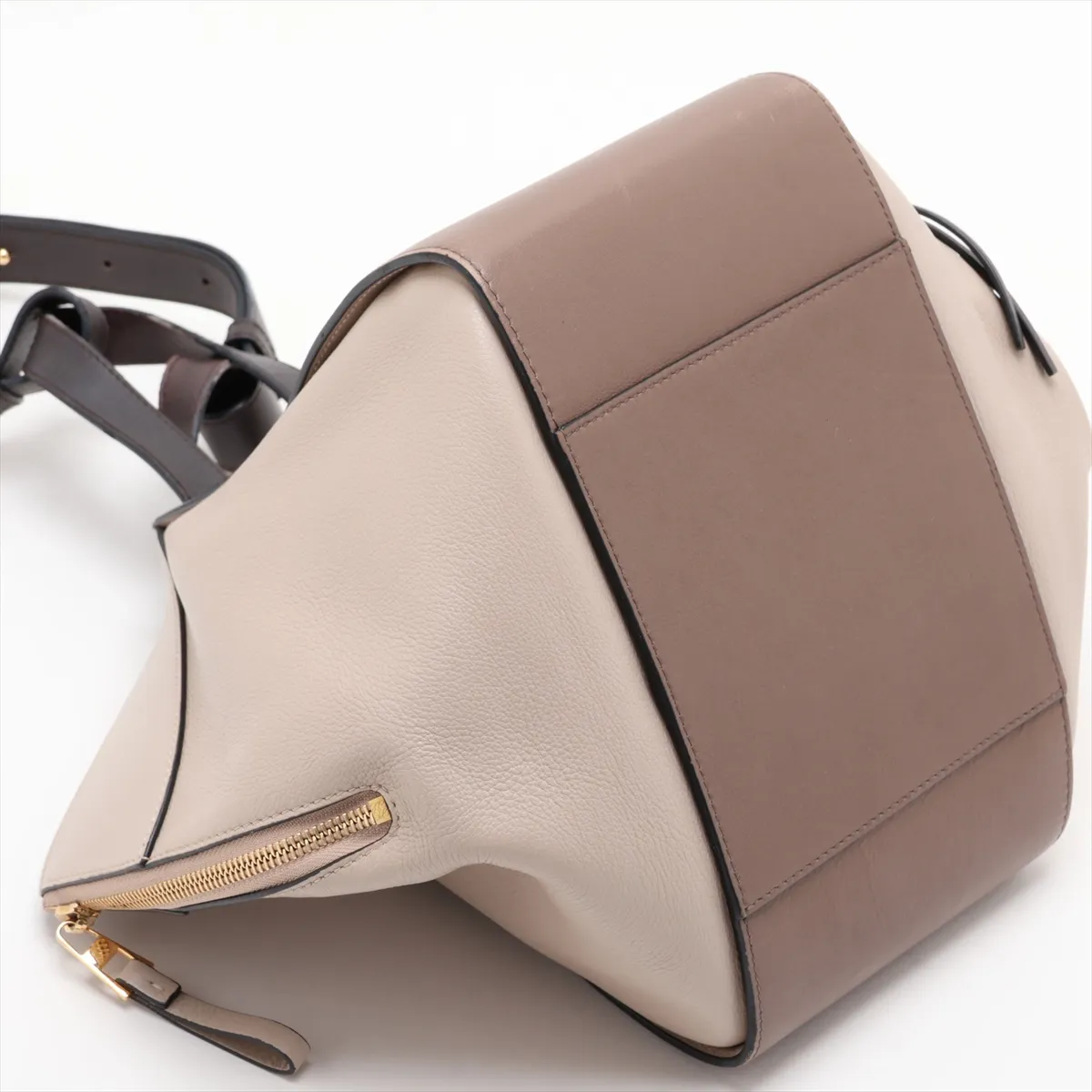 Hammock Small Leather 2-Way Handbag, Beige — view 4