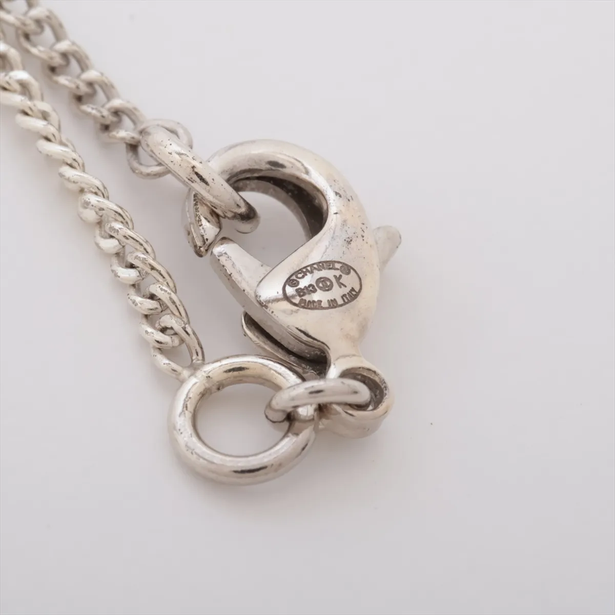 Coco Mark B13K Necklace, Metal x Faux Pearl, Silver. Shows signs of wear, — view 4