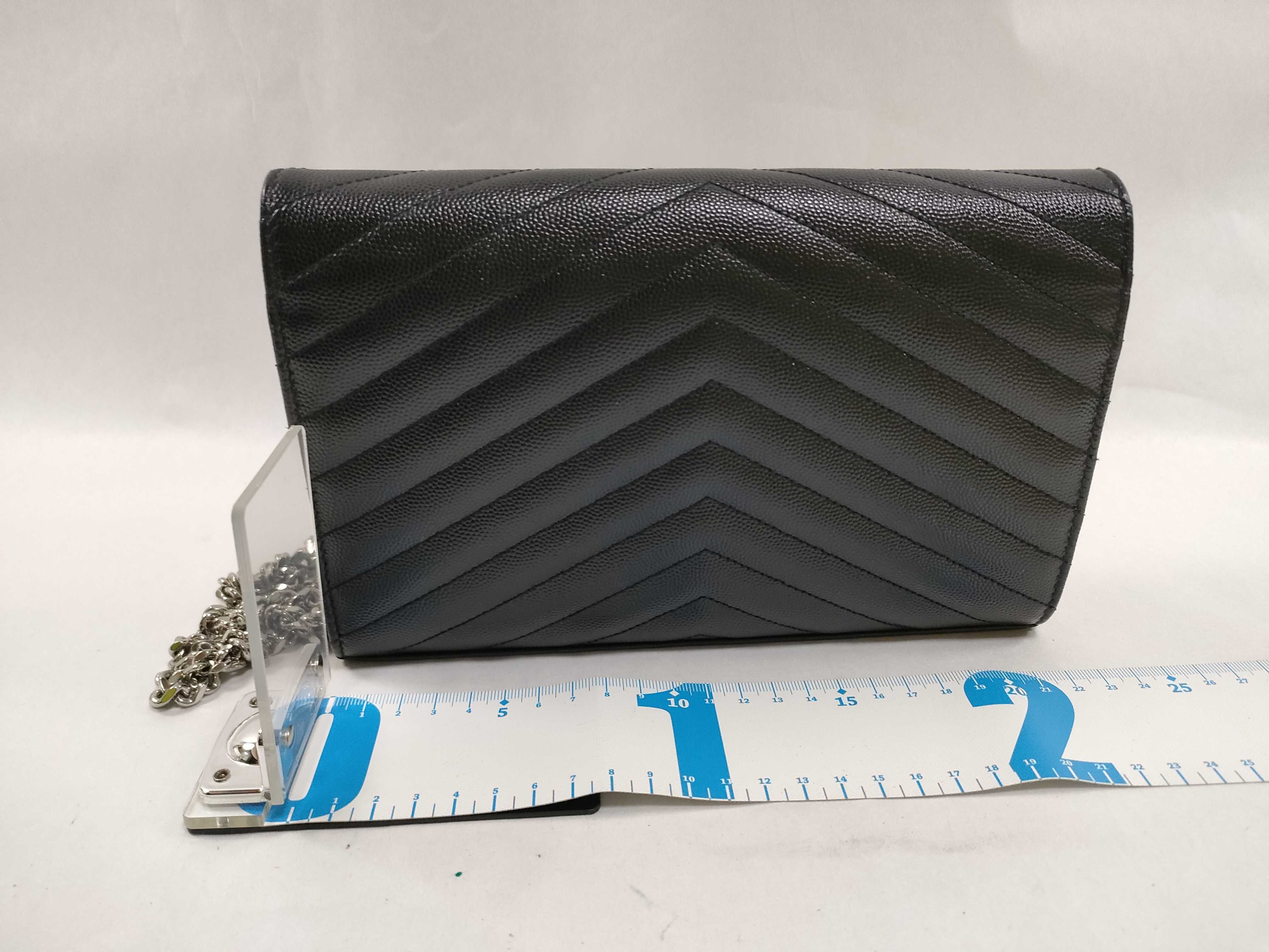 PH-YSL Black Envelope Leather Shoulder Bag 20cm — view 2