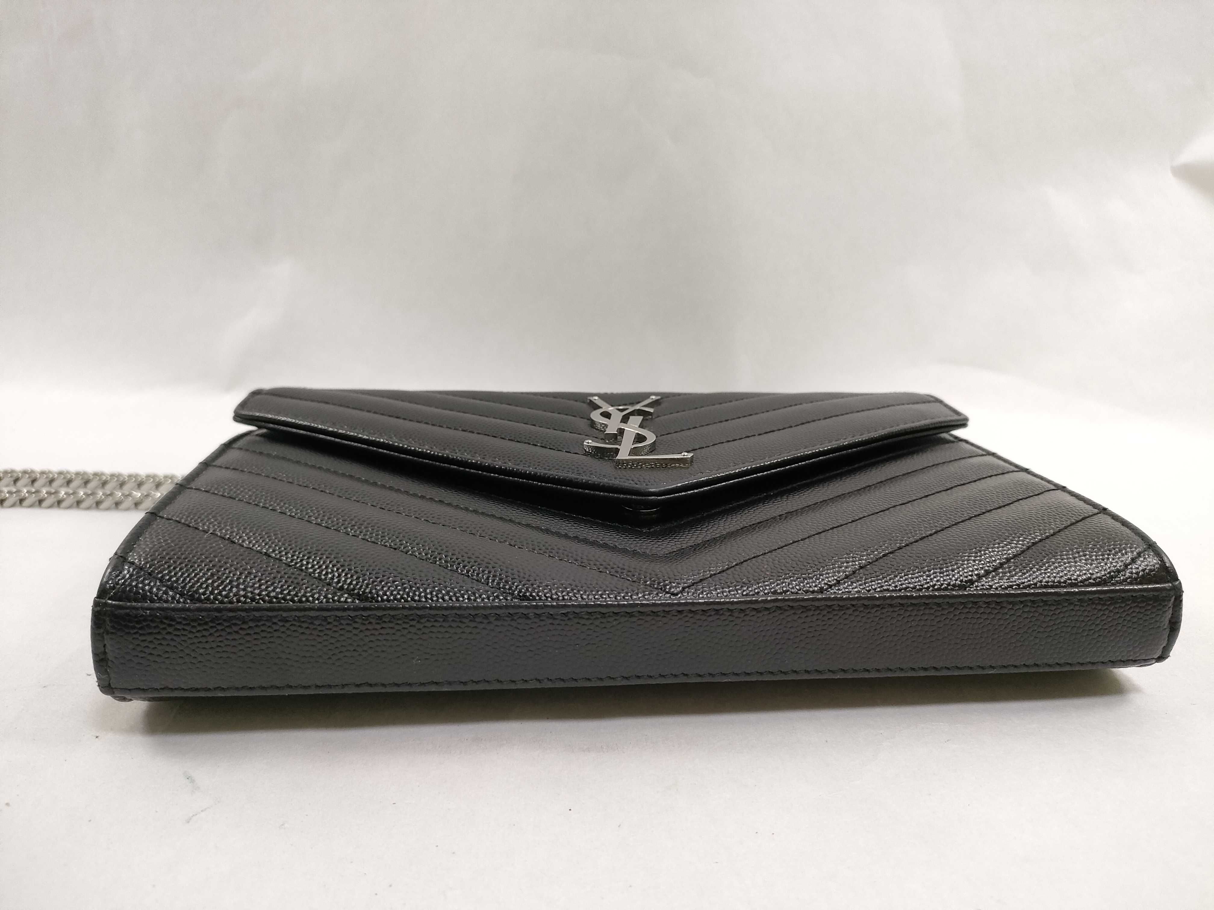 PH-YSL Black Envelope Leather Shoulder Bag 20cm — view 7