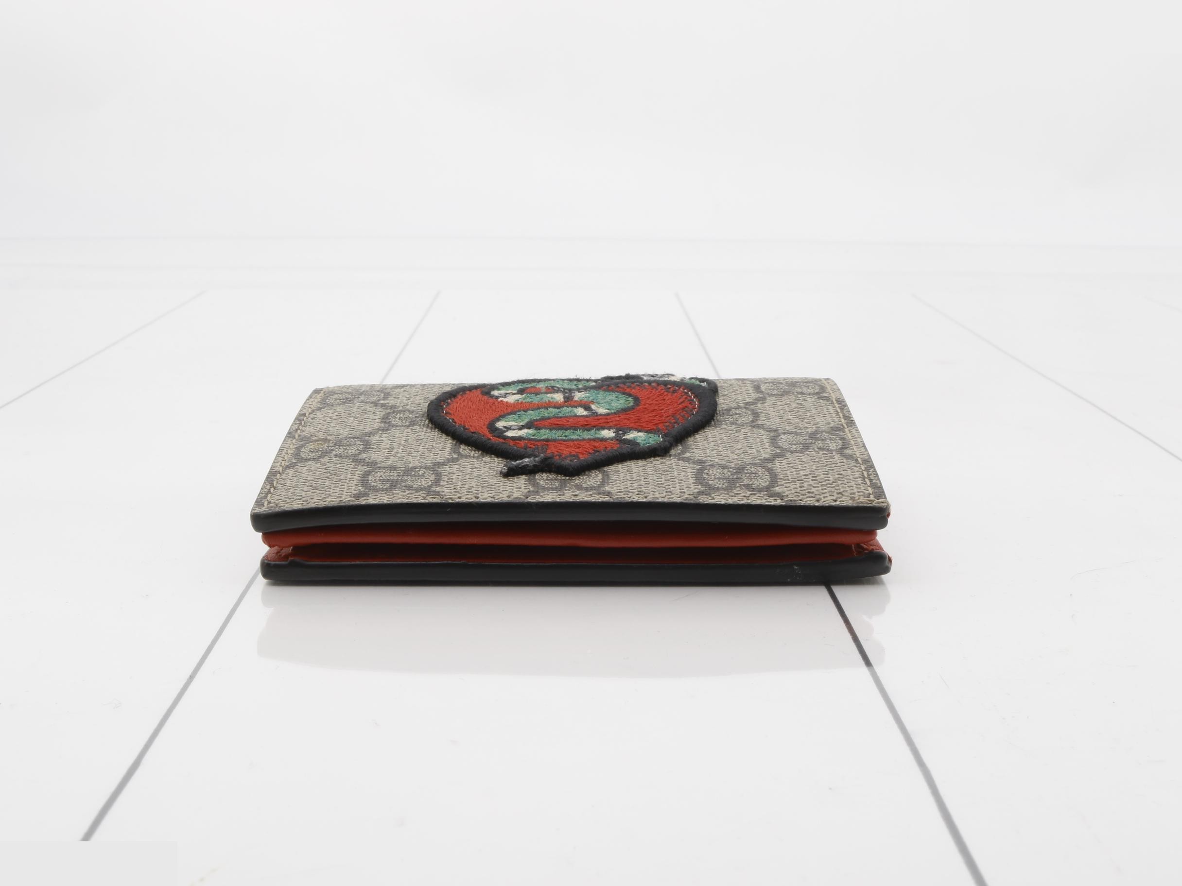 GG Supreme Snake Apple Bi-fold Wallet, Beige, Multicolor — view 3