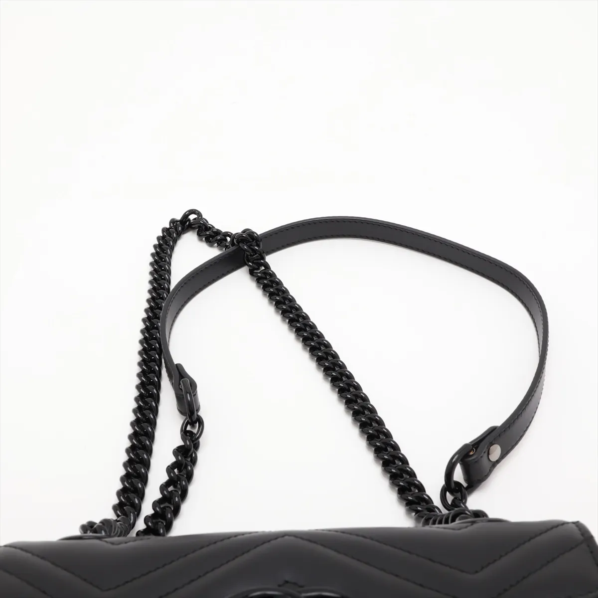 GG Marmont Leather Chain Shoulder Bag, Black, 446744 — view 6