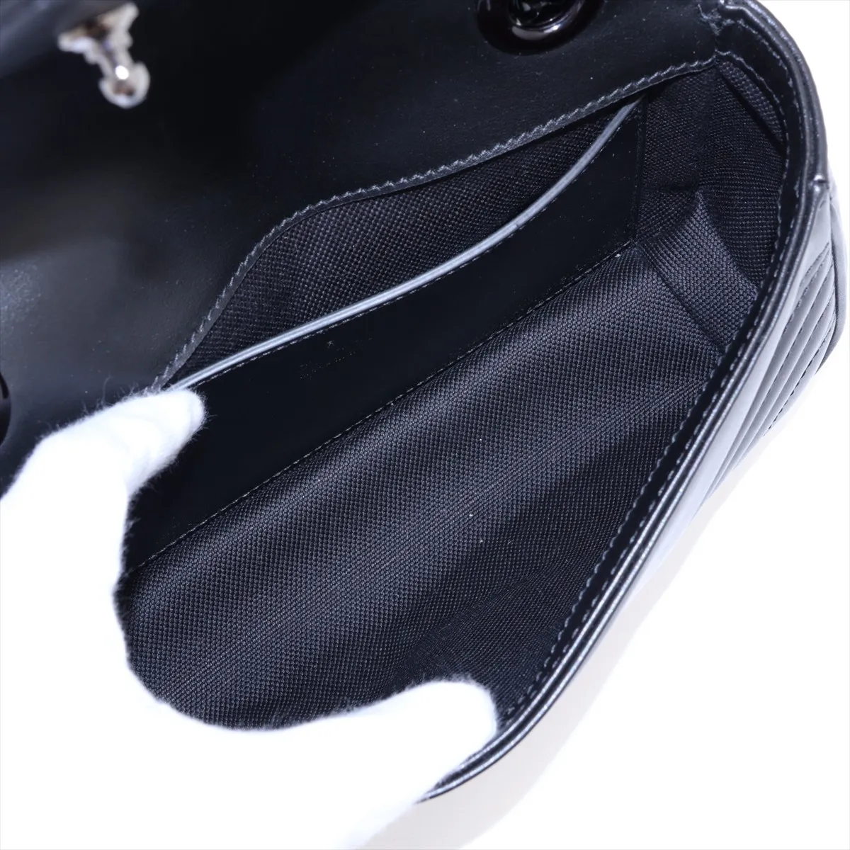 GG Marmont Leather Chain Shoulder Bag, Black, 446744 — view 7