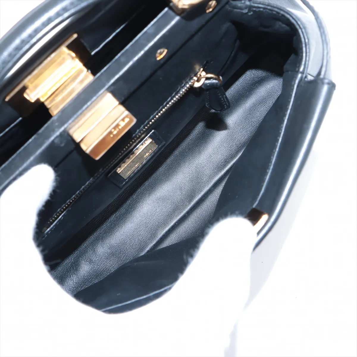Mini Peekaboo Leather 2WAY Handbag Black 8BN244 — view 8