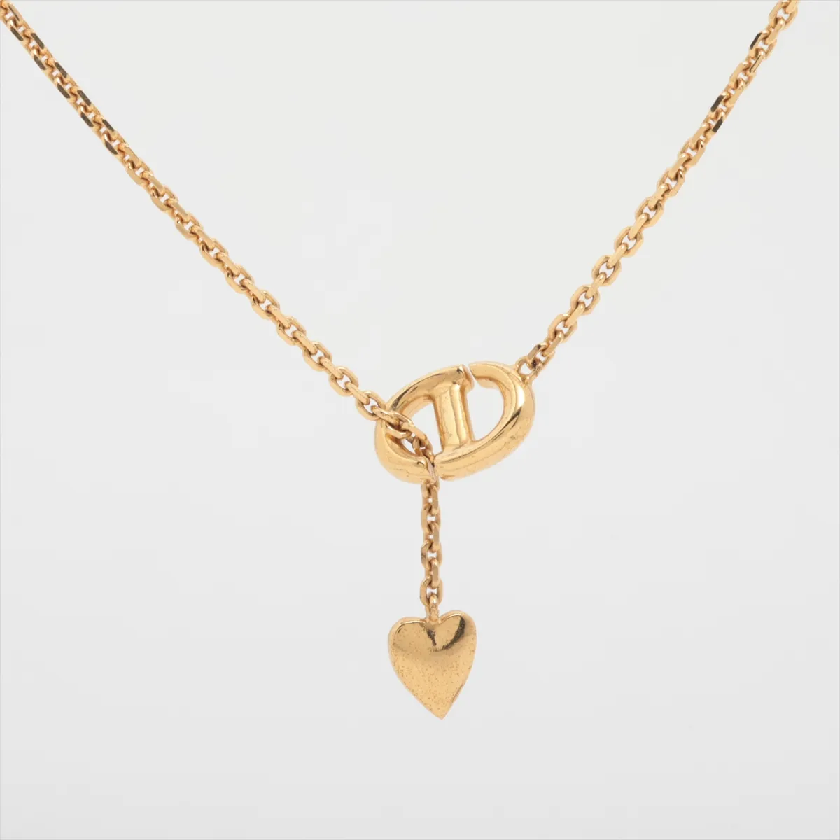CD Navy Necklace, GP x Rhinestone, Gold, — view 2