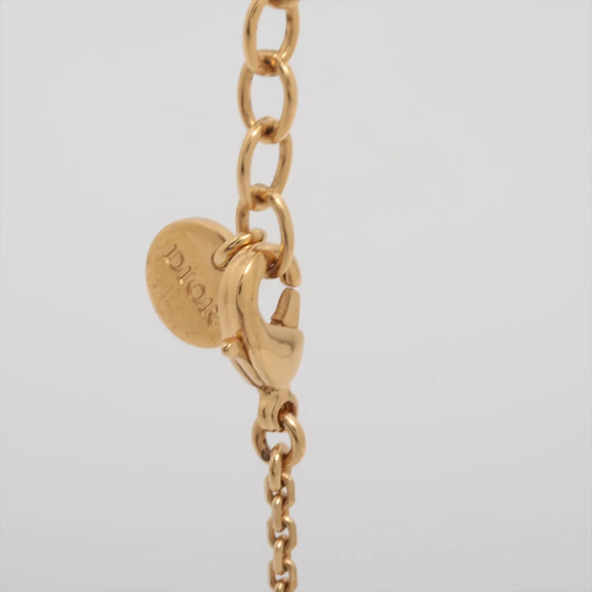 CD Navy Necklace, GP x Rhinestone, Gold, — view 3