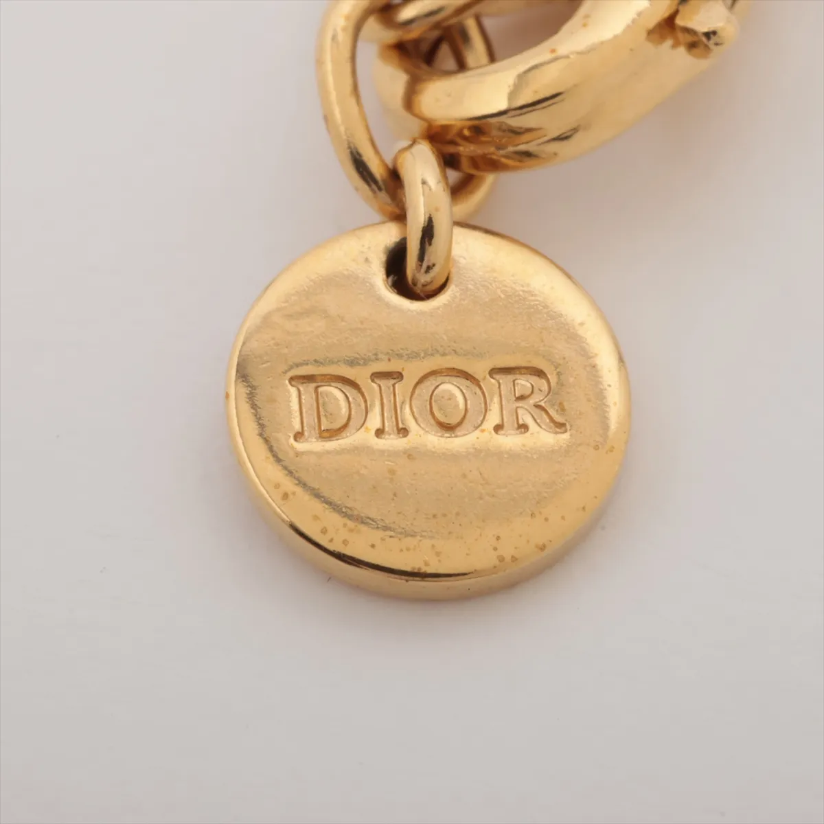 CD Navy Necklace, GP x Rhinestone, Gold, — view 4