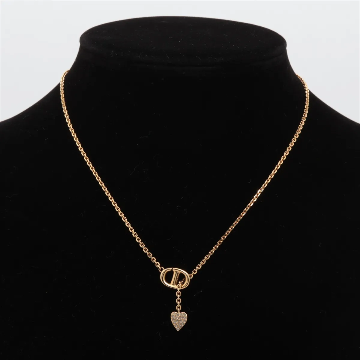 CD Navy Necklace, GP x Rhinestone, Gold, — view 5