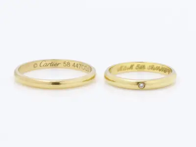 Au750YG 1PD Cartier Pair Ring, Total Weight Approx. 4.8g, #50/#58