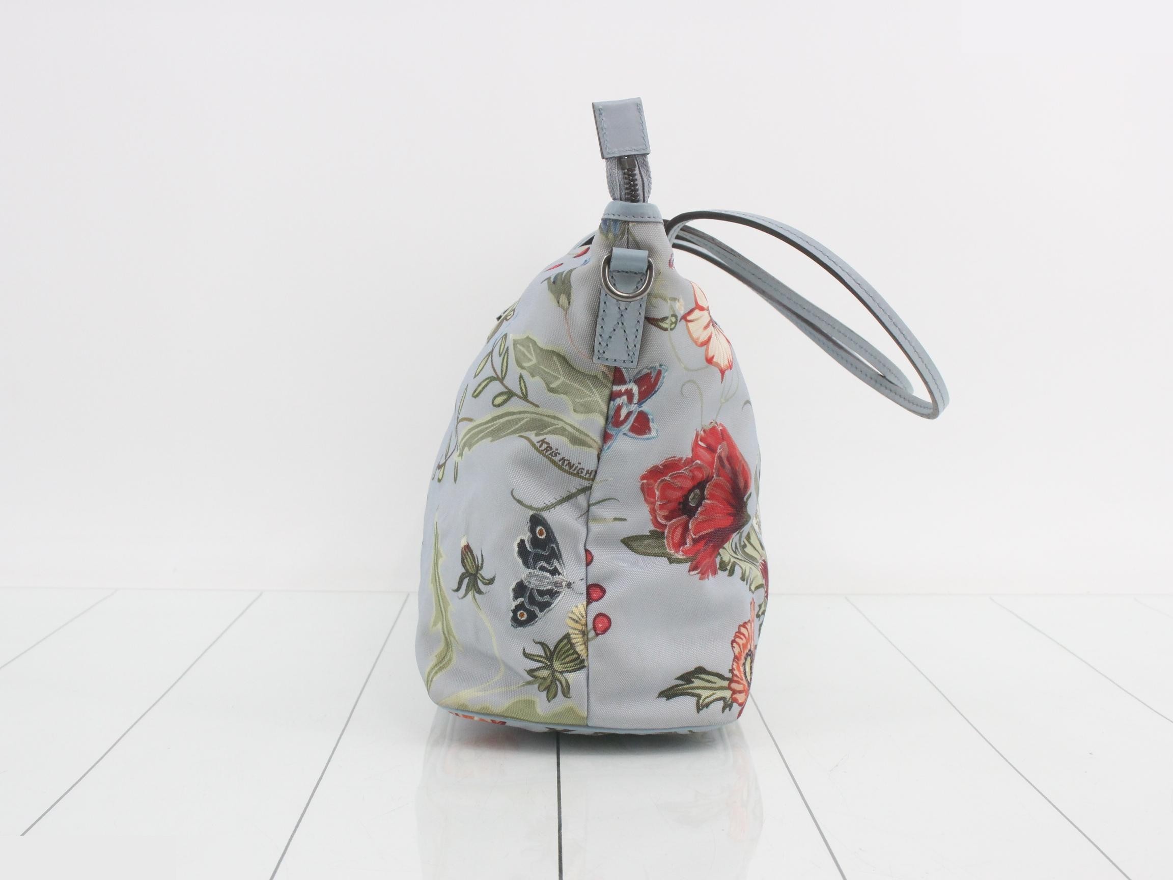 shoulder bag for women, 2015 limited edition, Flora design, light blue, floral pattern. — view 3