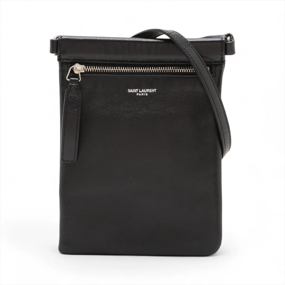 Leather Shoulder Bag, Black, 649564