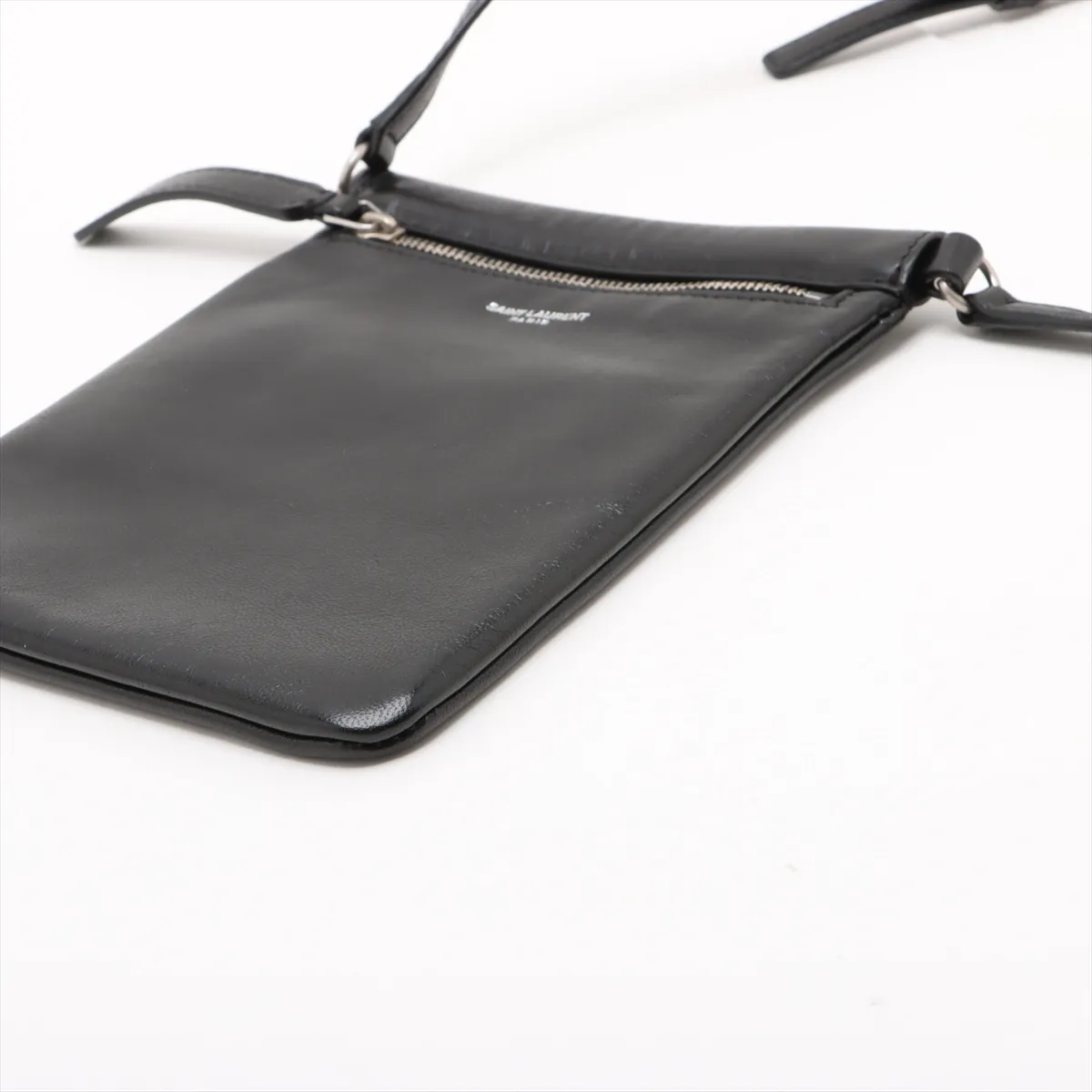 Leather Shoulder Bag, Black, 649564 — view 3