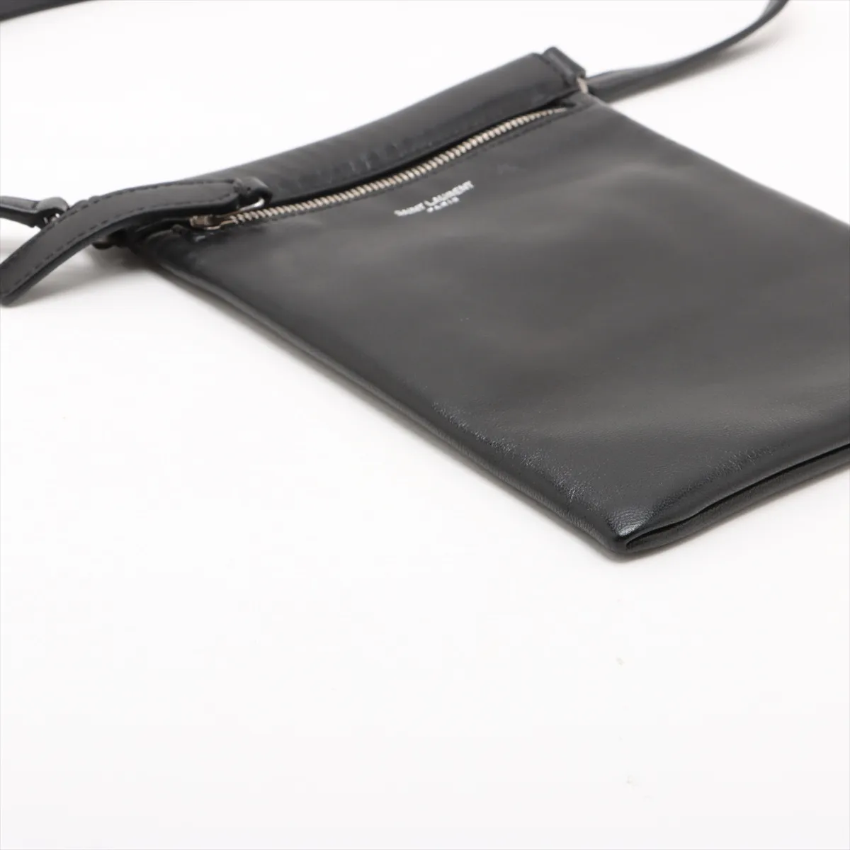Leather Shoulder Bag, Black, 649564 — view 4