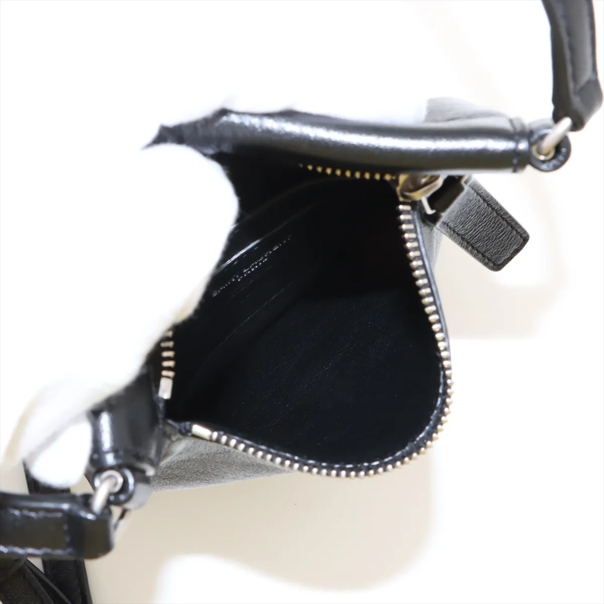 Leather Shoulder Bag, Black, 649564 — view 6