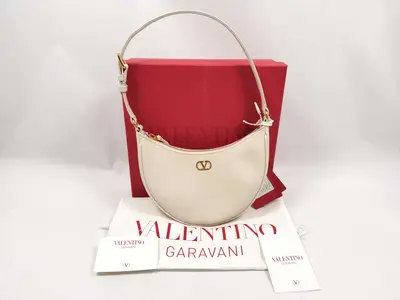 V-logo Signature Canvas x Leather 2-Way Handbag White Handbag