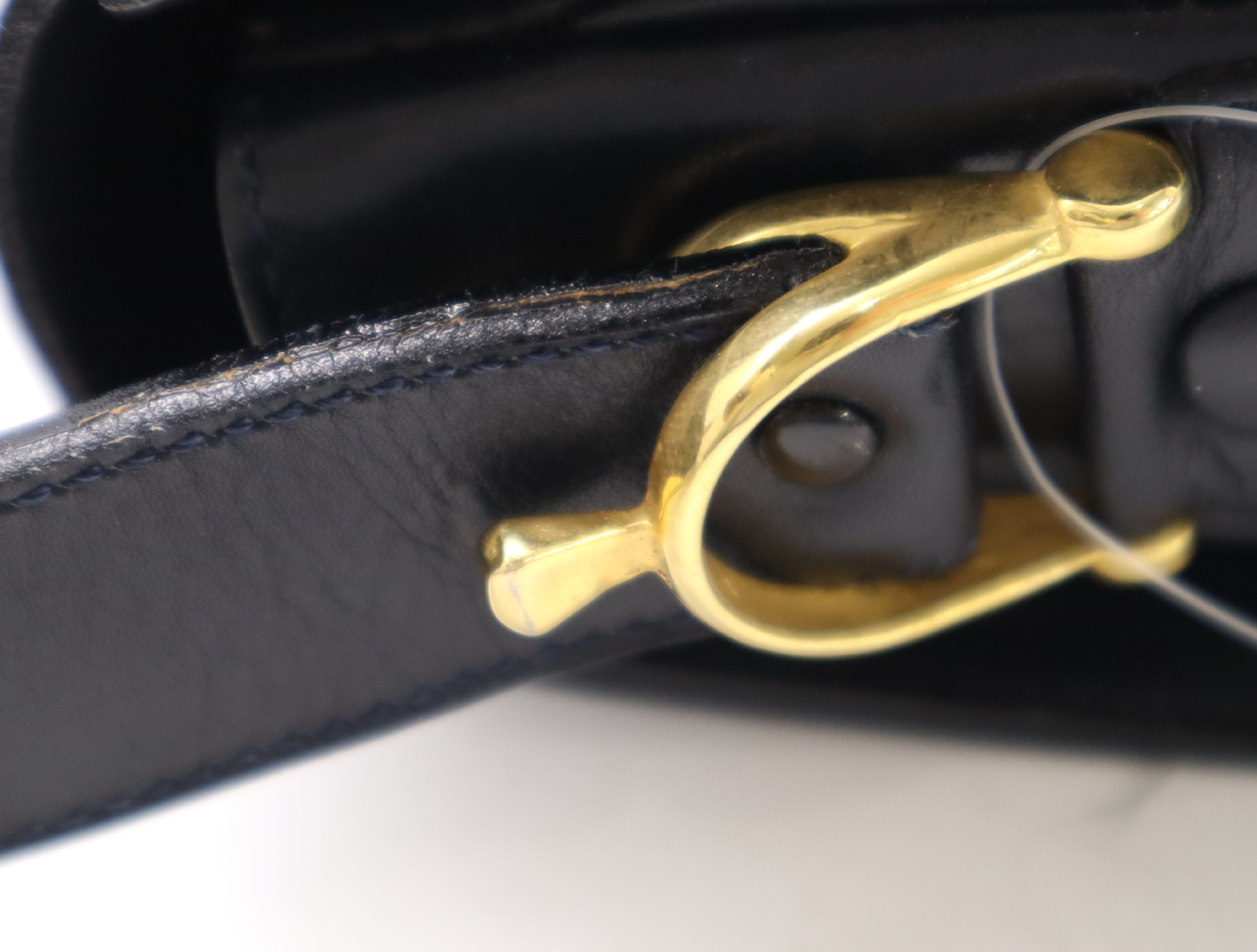 Leather Horsebit Shoulder Bag Black GD Metal Fittings Shoulder Bag — view 11