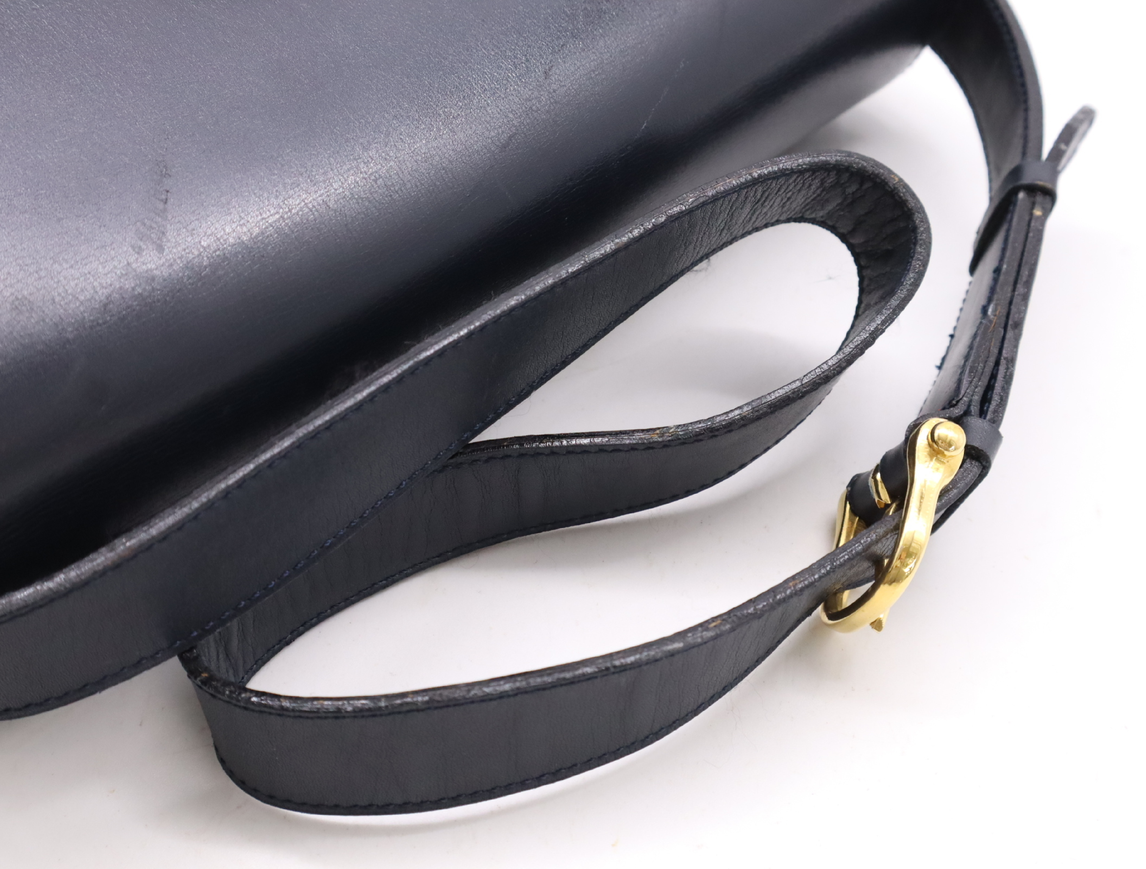 Leather Horsebit Shoulder Bag Black GD Metal Fittings Shoulder Bag — view 12