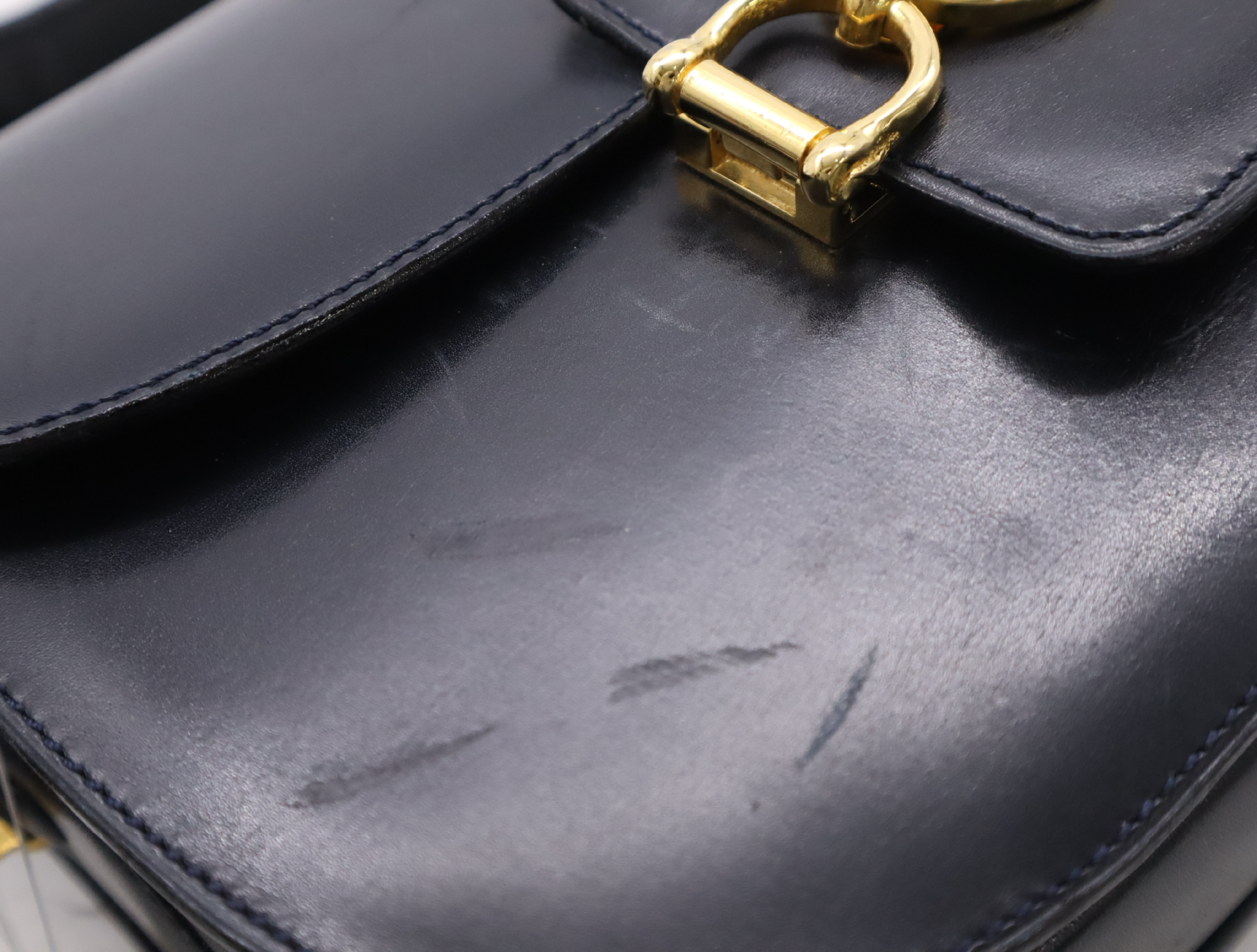 Leather Horsebit Shoulder Bag Black GD Metal Fittings Shoulder Bag — view 15
