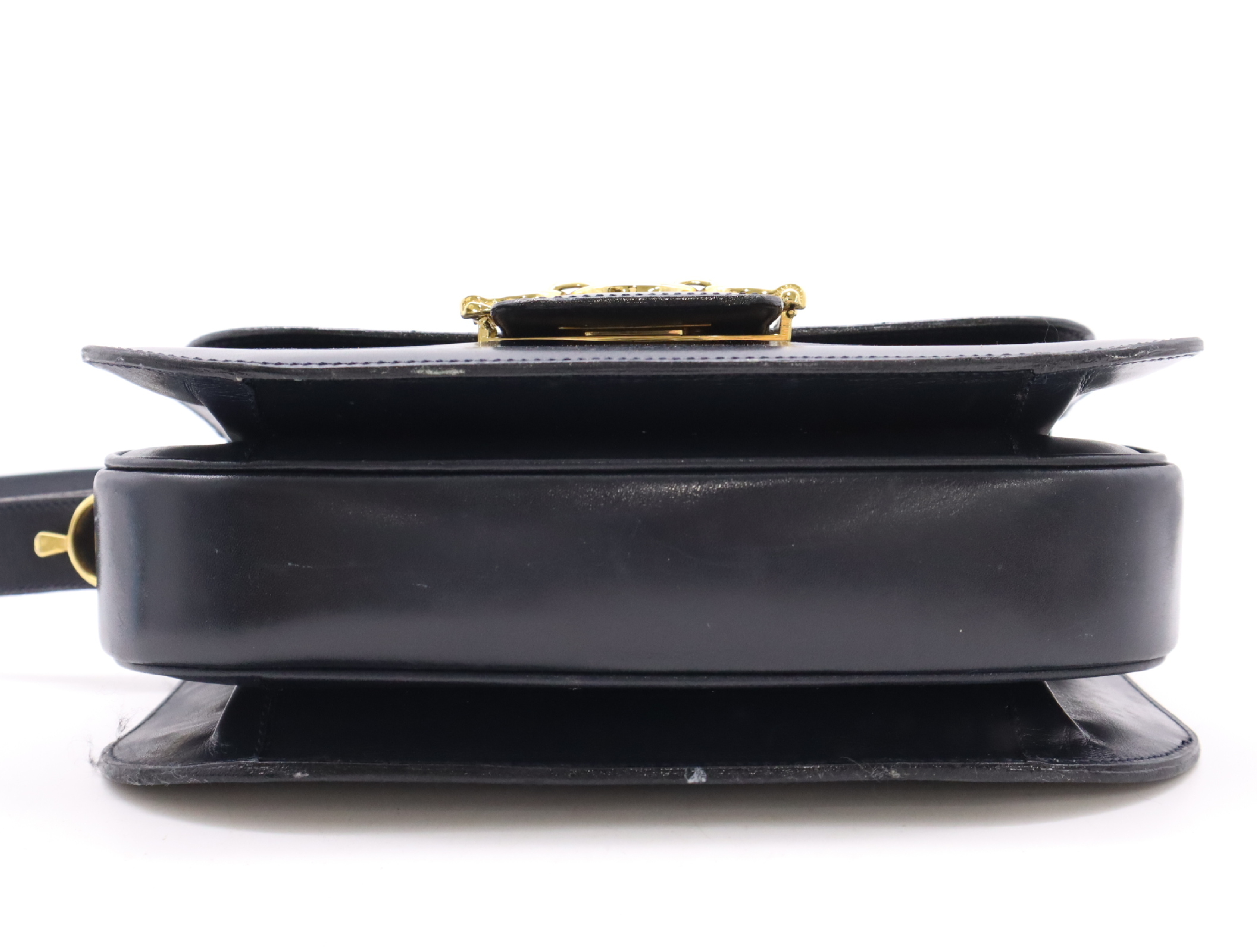 Leather Horsebit Shoulder Bag Black GD Metal Fittings Shoulder Bag — view 4