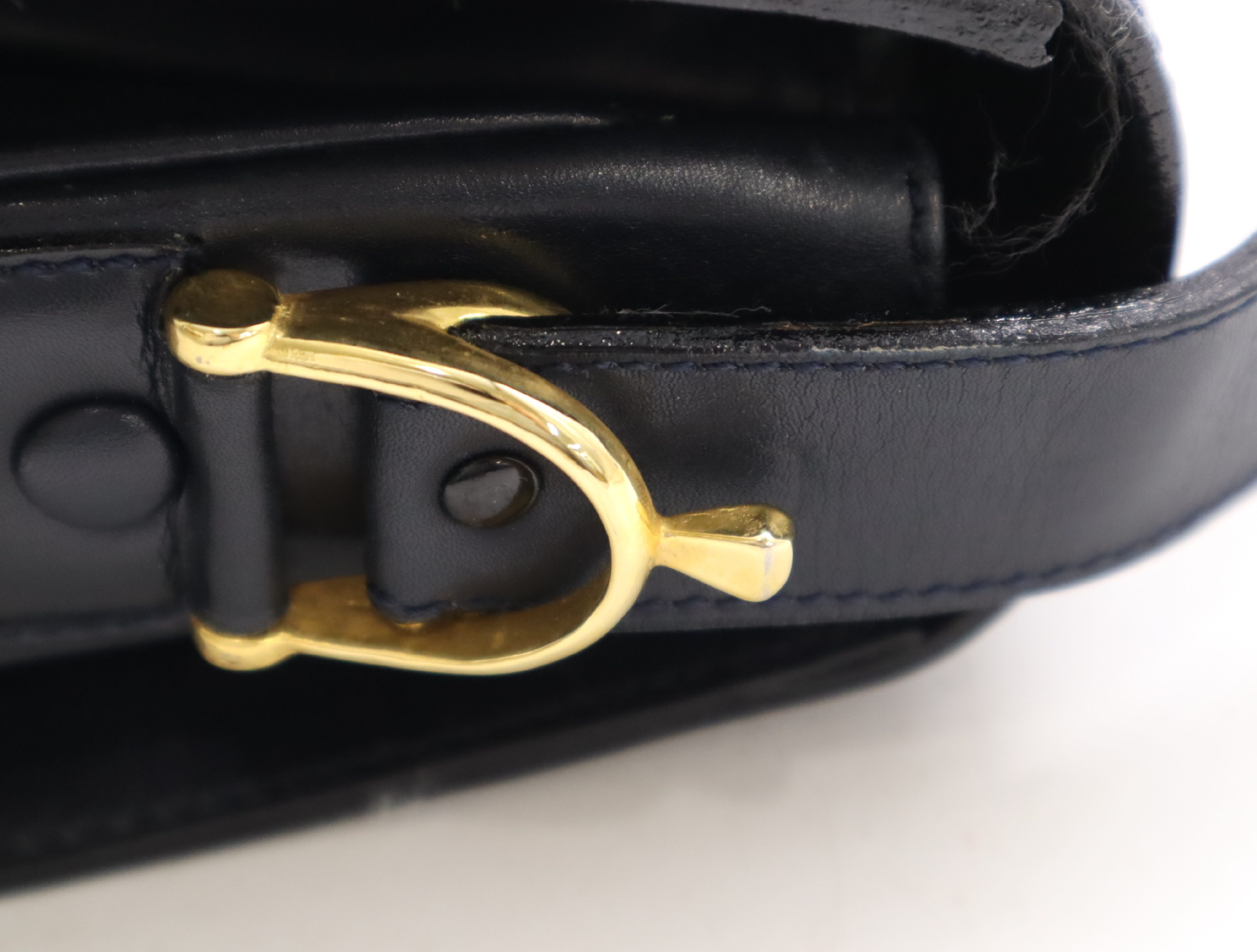 Leather Horsebit Shoulder Bag Black GD Metal Fittings Shoulder Bag — view 8