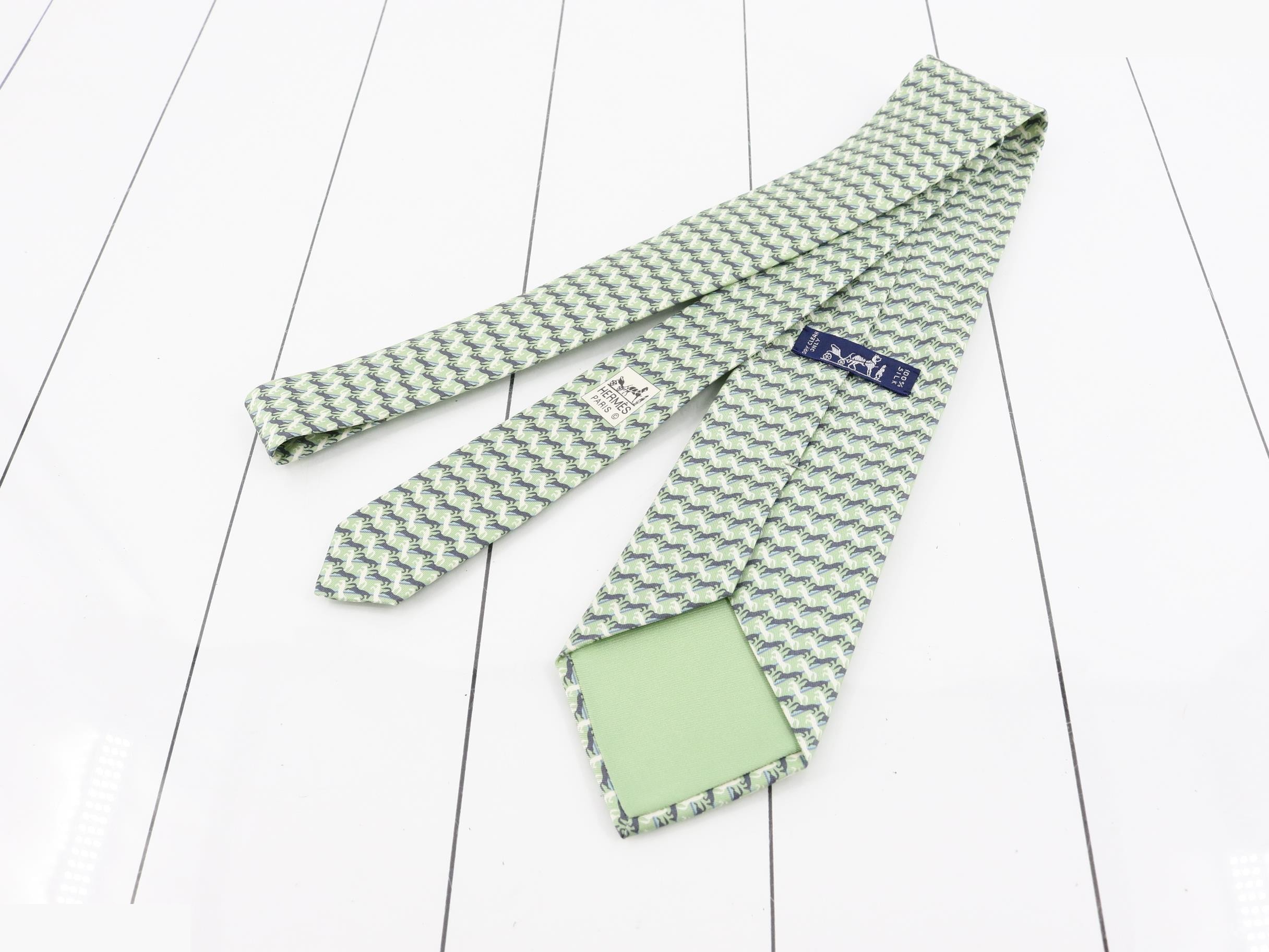 Unused Hermes necktie, horse pattern. — view 2