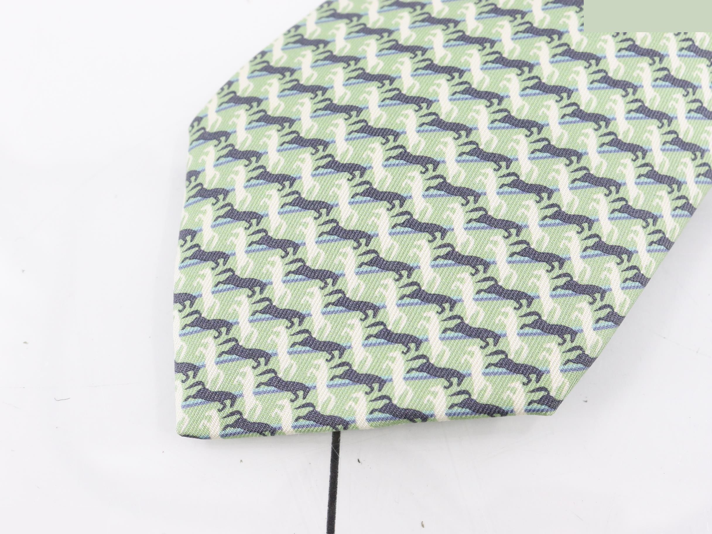Unused Hermes necktie, horse pattern. — view 3