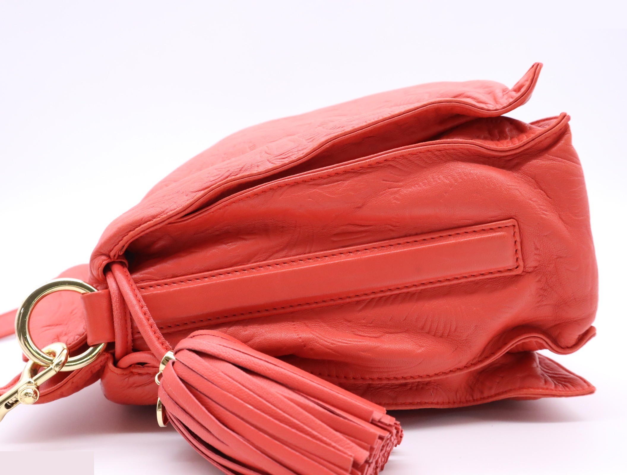 Leather Anagram Flamenco 30 Red with Gold Hardware, includes dust bag. — view 3