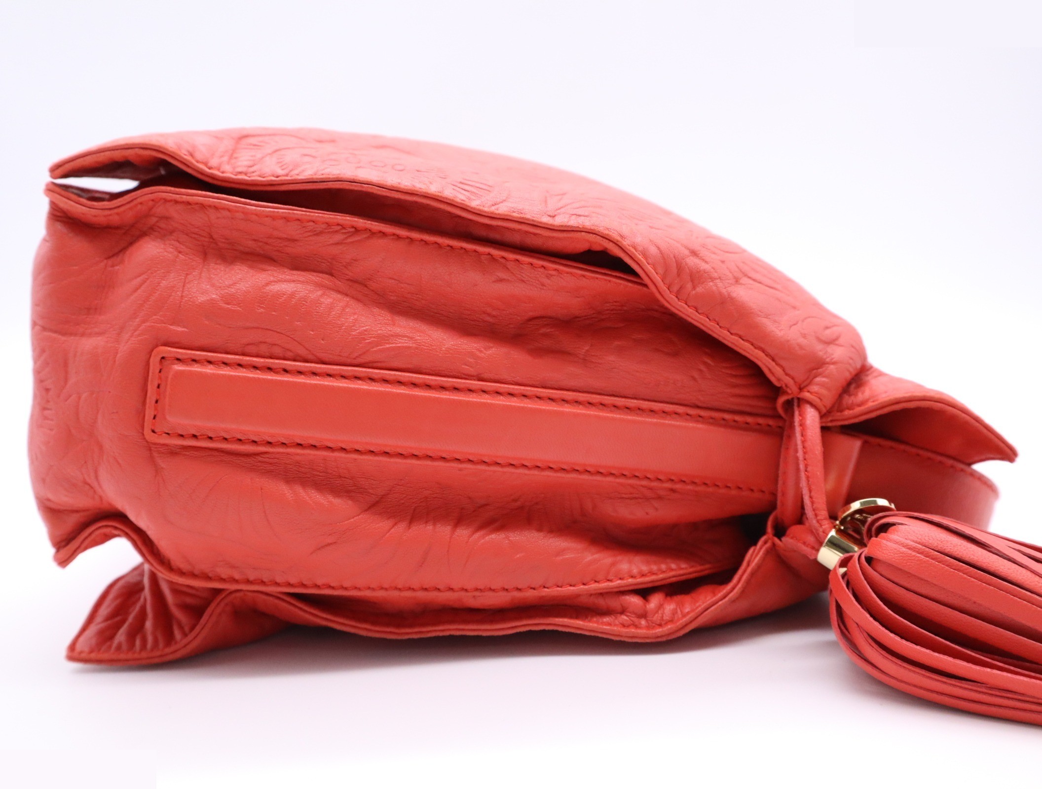 Leather Anagram Flamenco 30 Red with Gold Hardware, includes dust bag. — view 5
