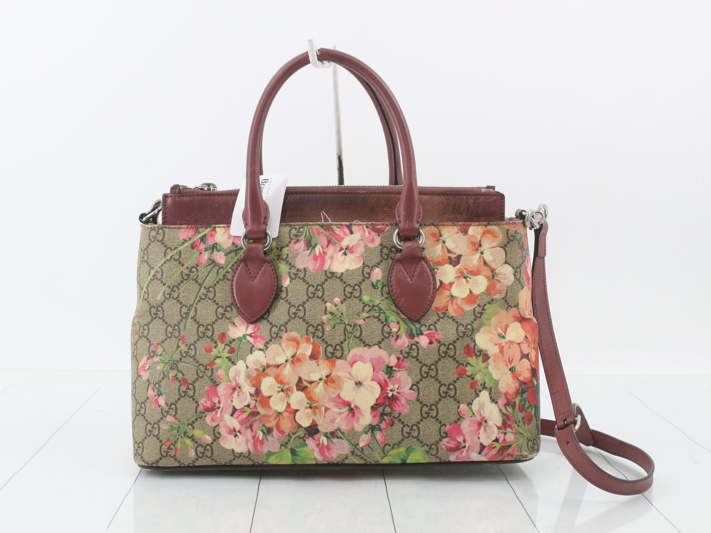 GG Blooms Floral Leather Handbag