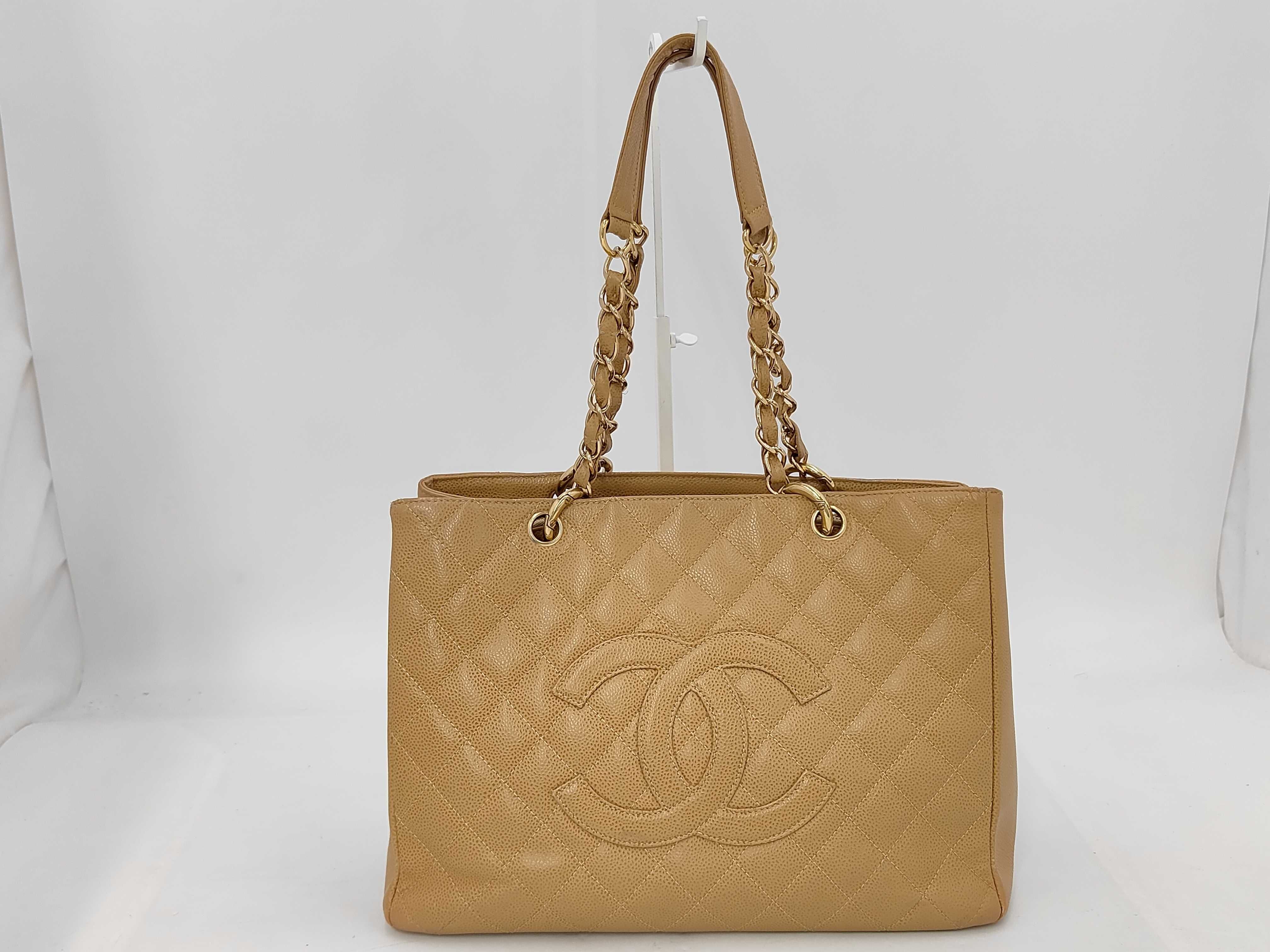 (Chanel) Series 8 Caviar Skin Matelassé Large Coco GST Gold Hardware Leather Chain Tote Bag