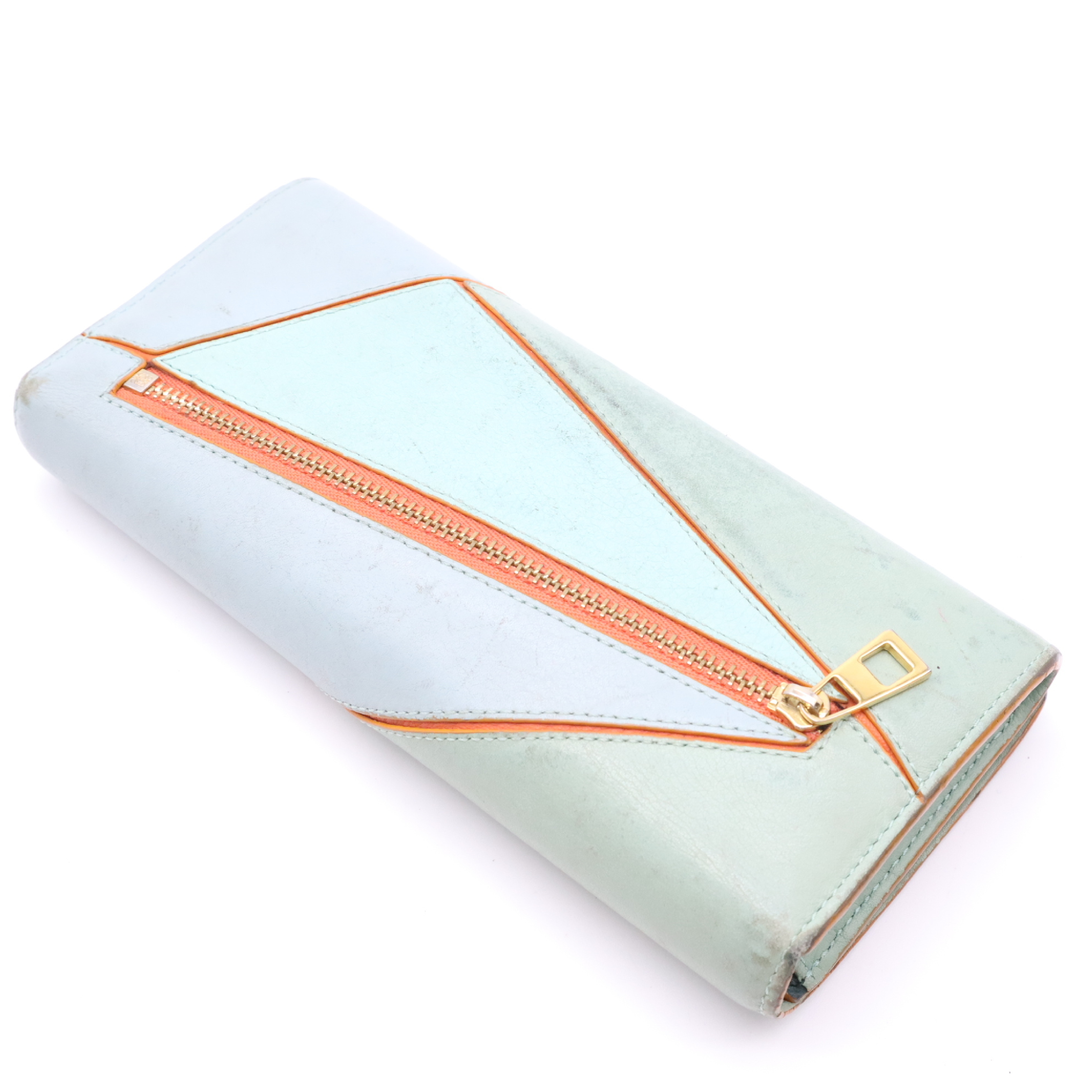 Leather Continental Wallet, Green — view 2