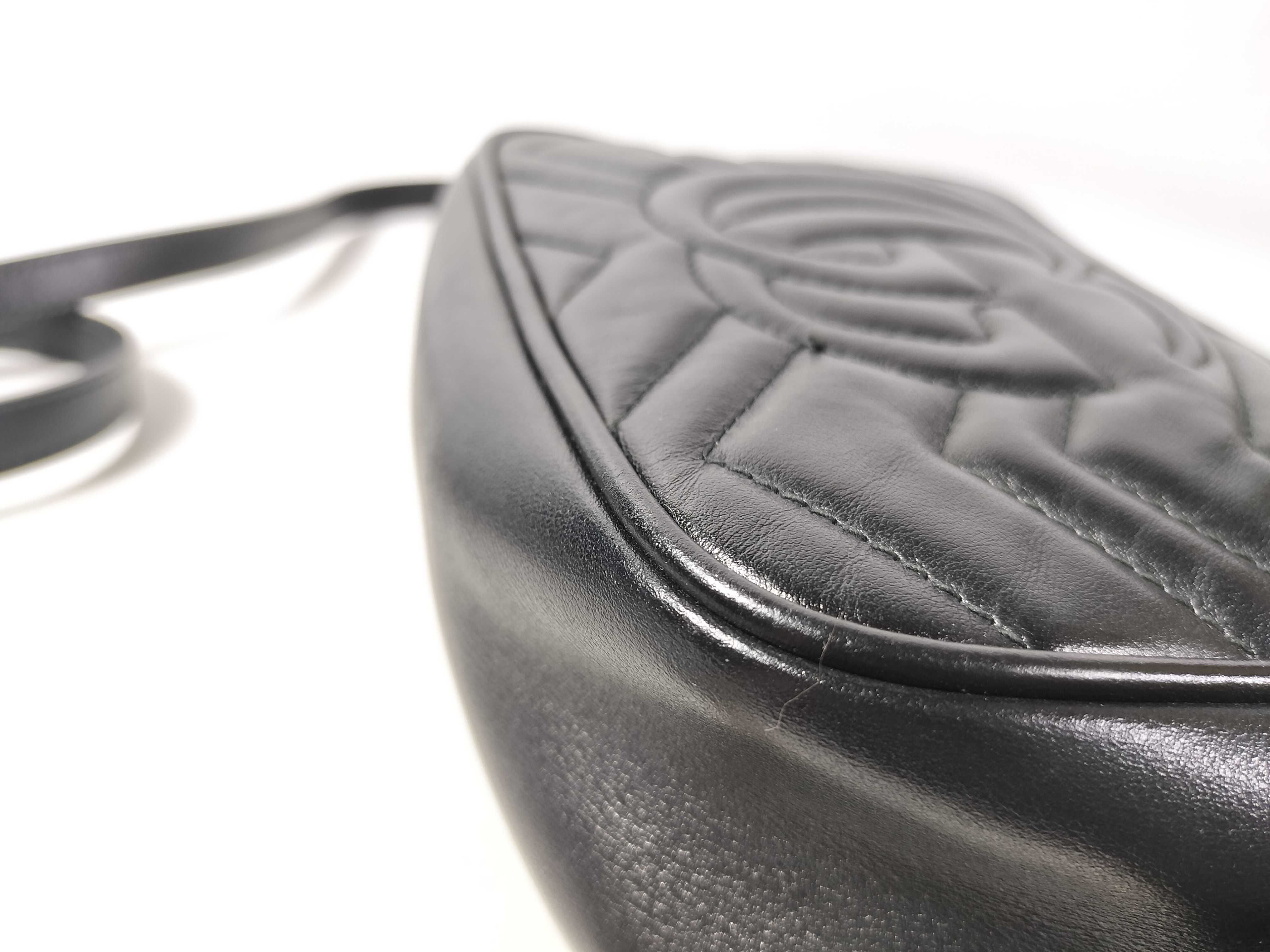 GG Marmont 448065 Leather Chain Shoulder Bag, Black — view 7