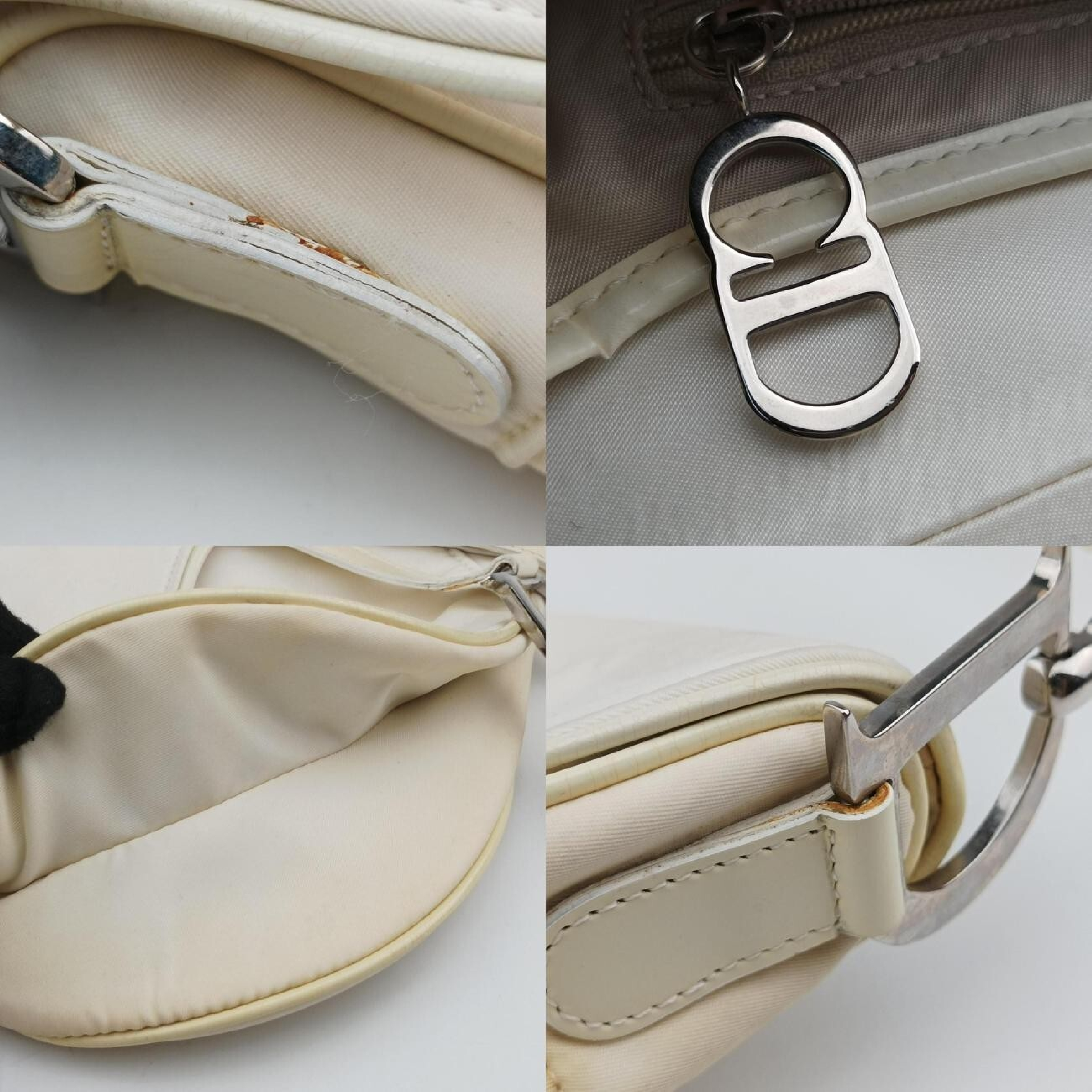 Saddle White Nylon x Leather Shoulder Bag RU 1020 — view 10
