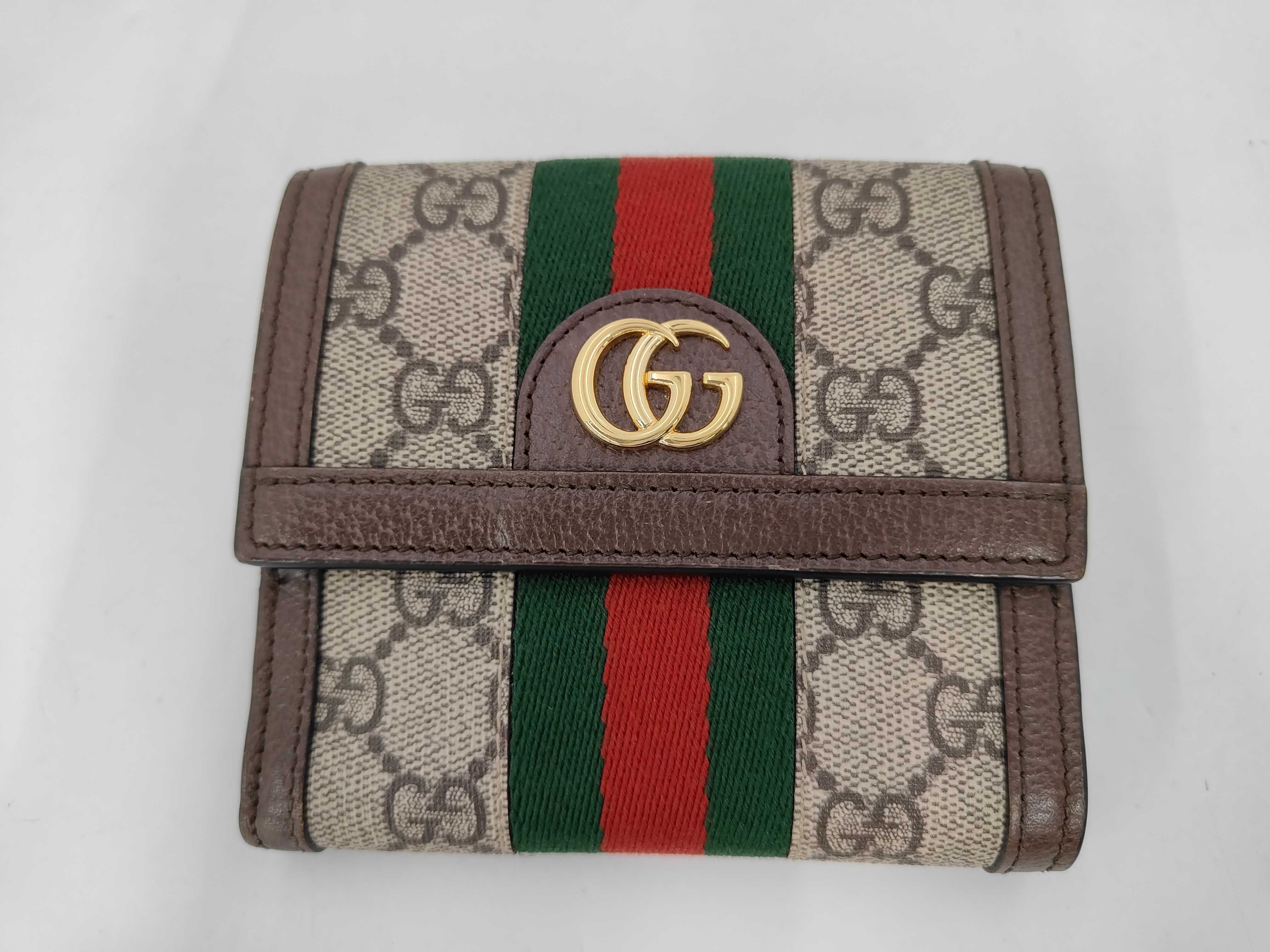 GG Supreme Ophidia Bi-fold Wallet, PVC, Brown, 735578