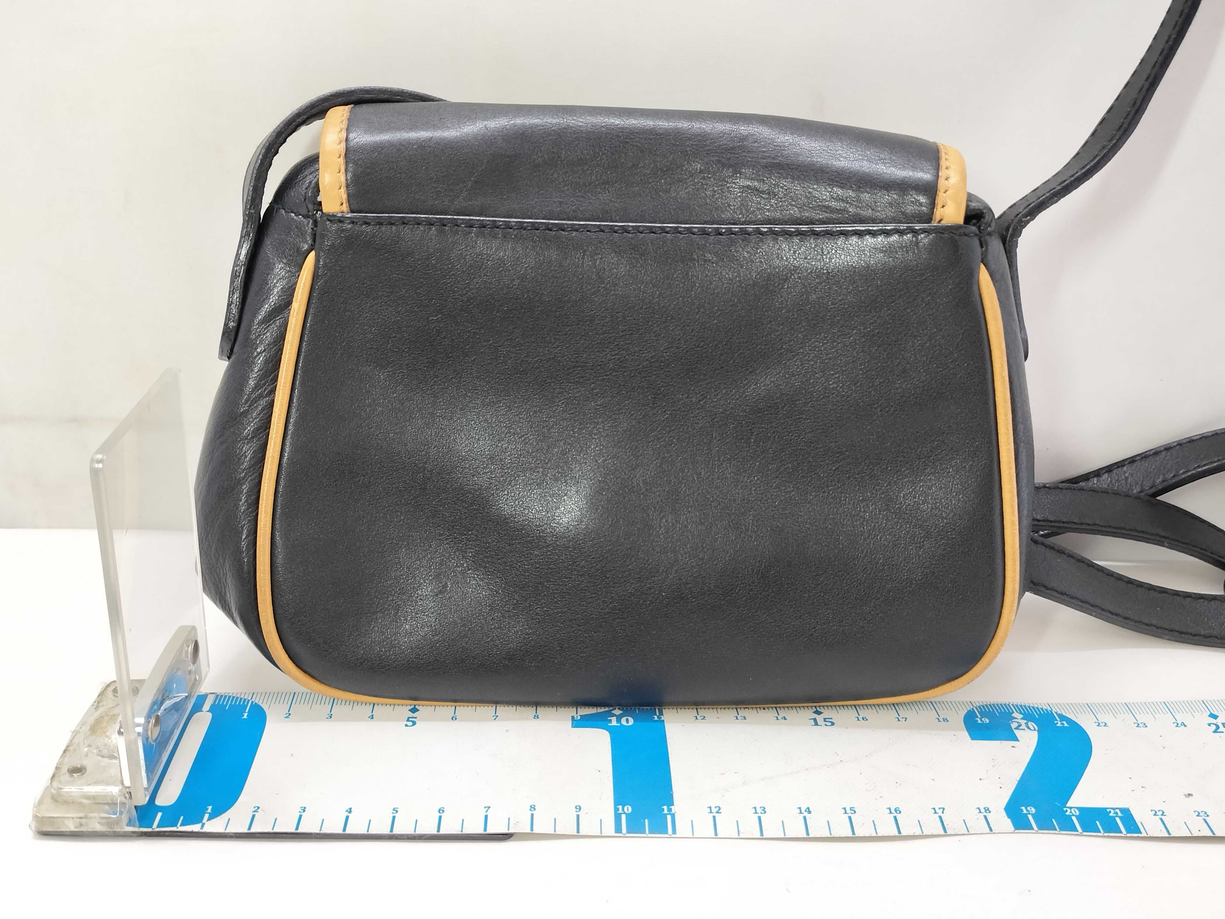 Leather Shoulder Bag, Black x Brown, M06 Shoulder Bag — view 2