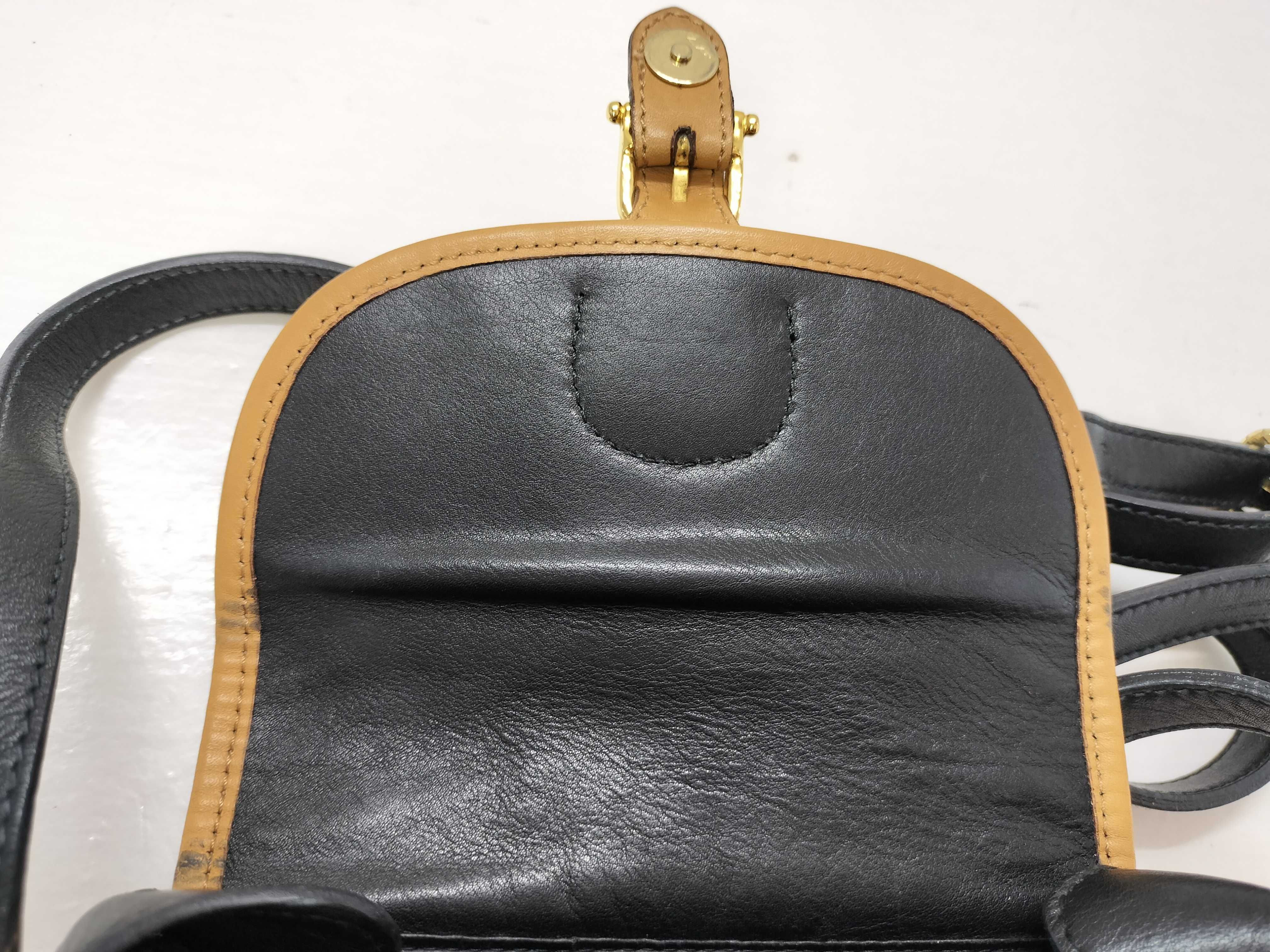 Leather Shoulder Bag, Black x Brown, M06 Shoulder Bag — view 13
