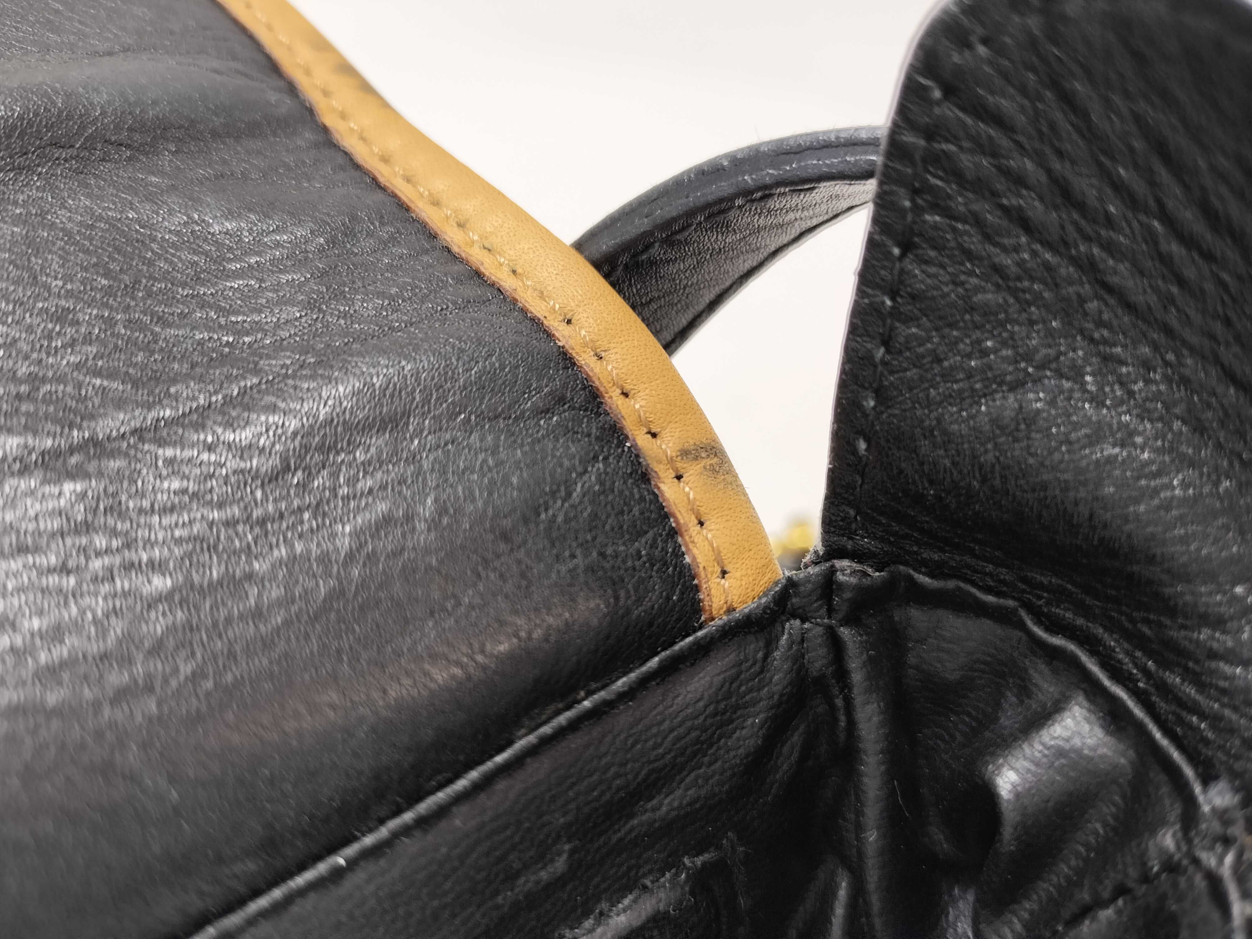 Leather Shoulder Bag, Black x Brown, M06 Shoulder Bag — view 14