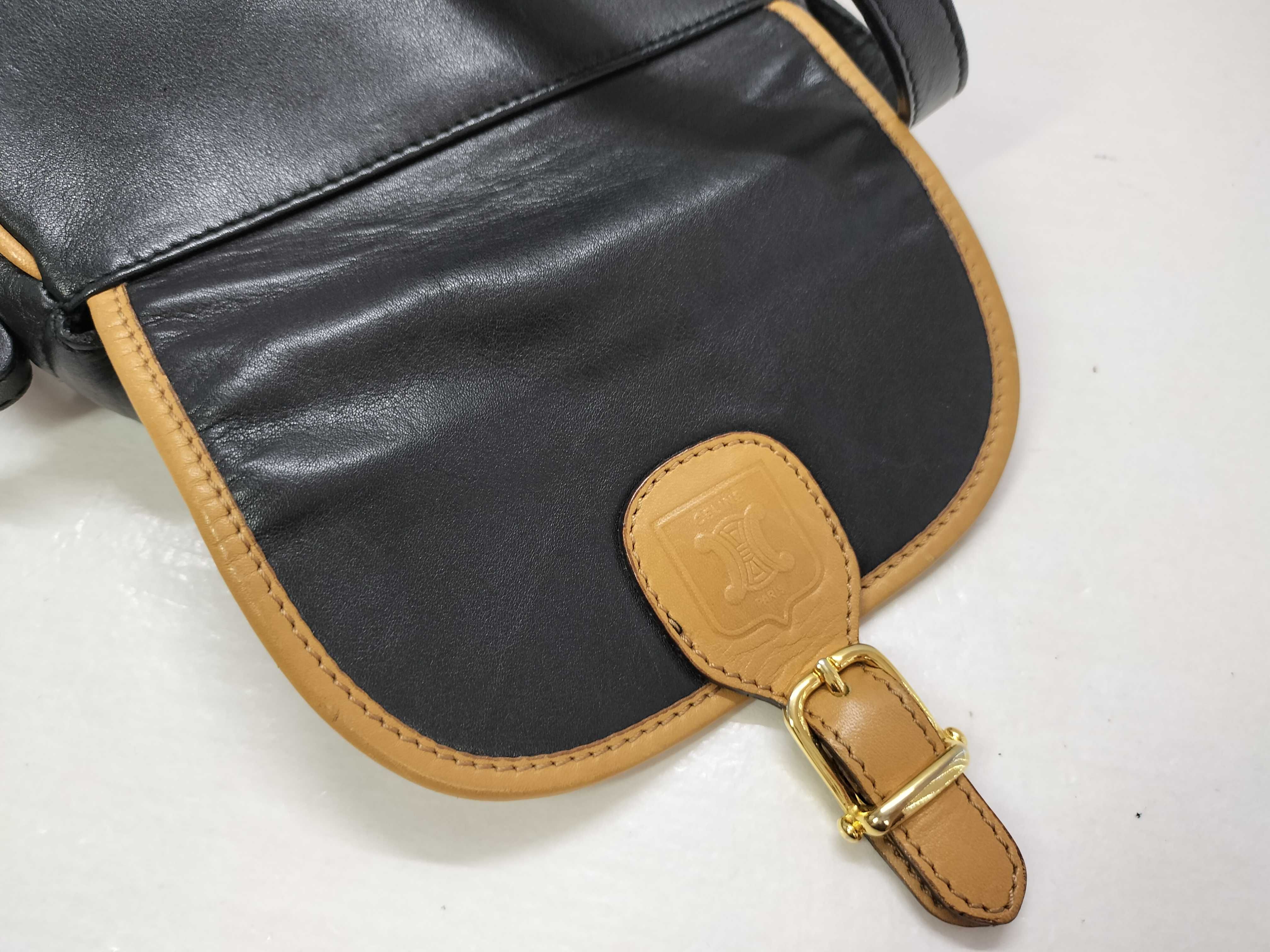 Leather Shoulder Bag, Black x Brown, M06 Shoulder Bag — view 15