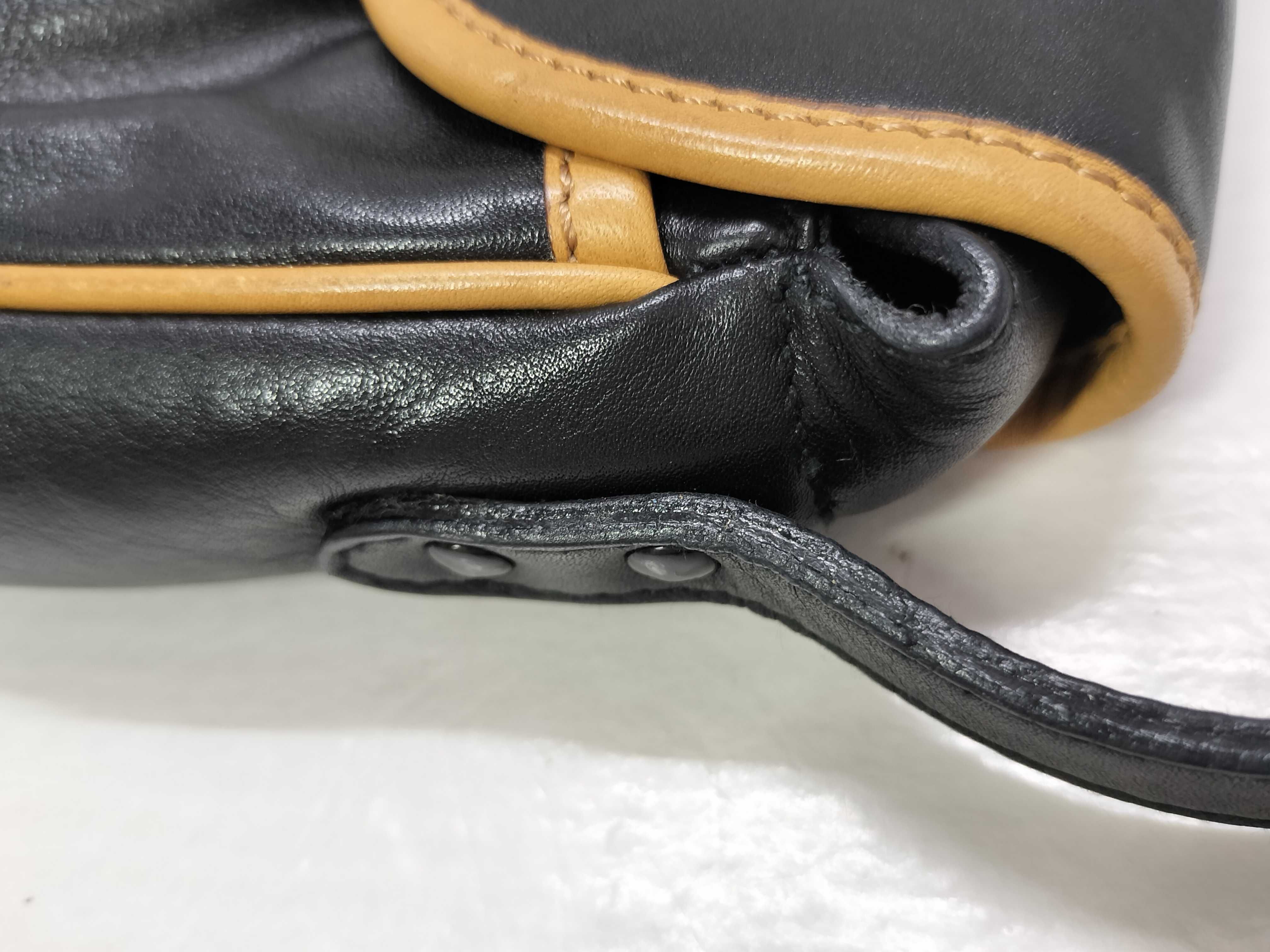 Leather Shoulder Bag, Black x Brown, M06 Shoulder Bag — view 5