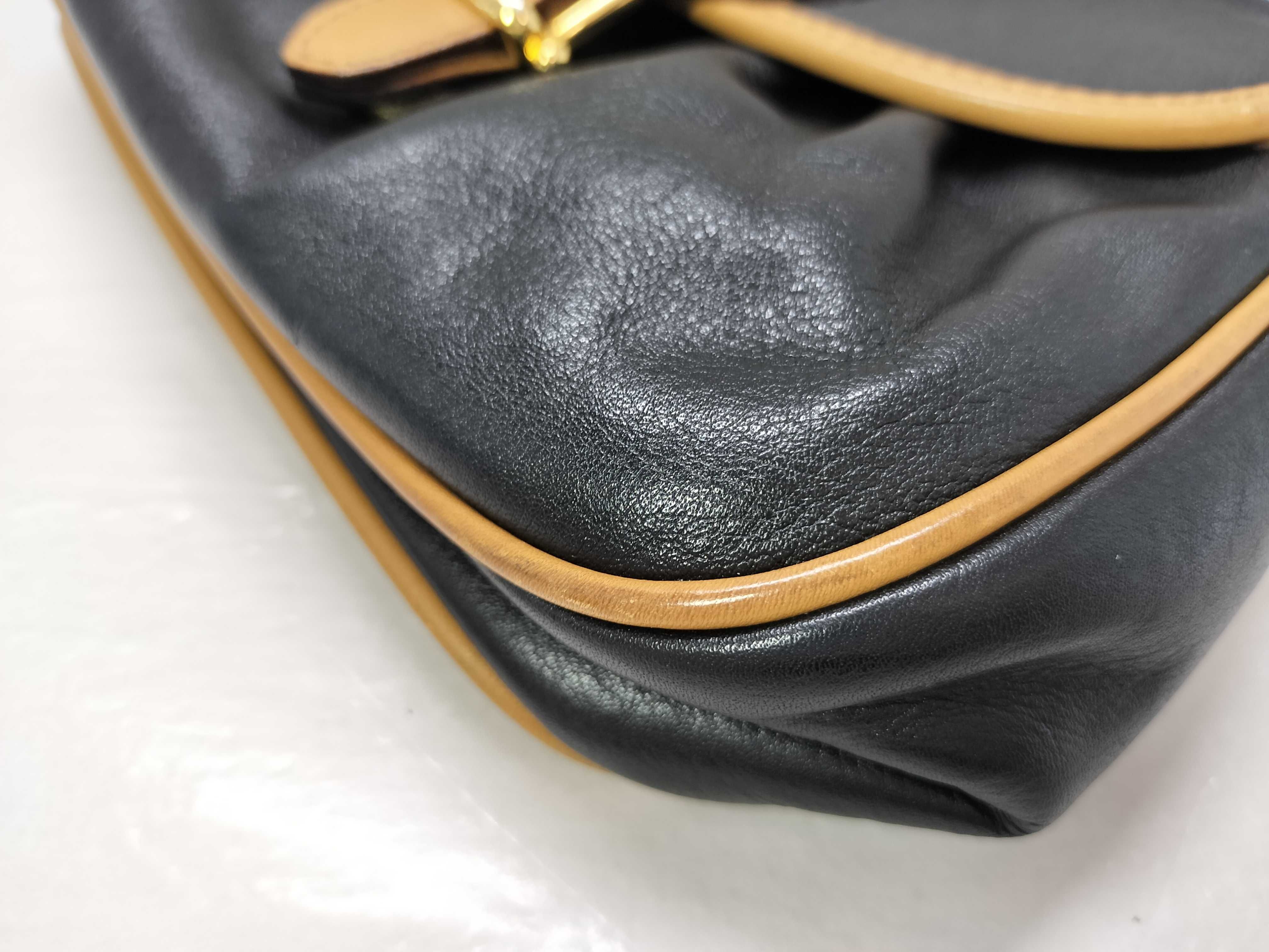 Leather Shoulder Bag, Black x Brown, M06 Shoulder Bag — view 6